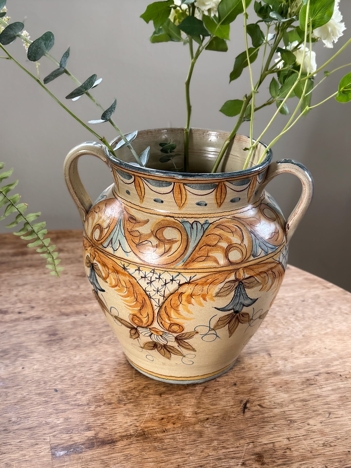 Vintage Large Portuguese Studio Pottery Handled Vessel