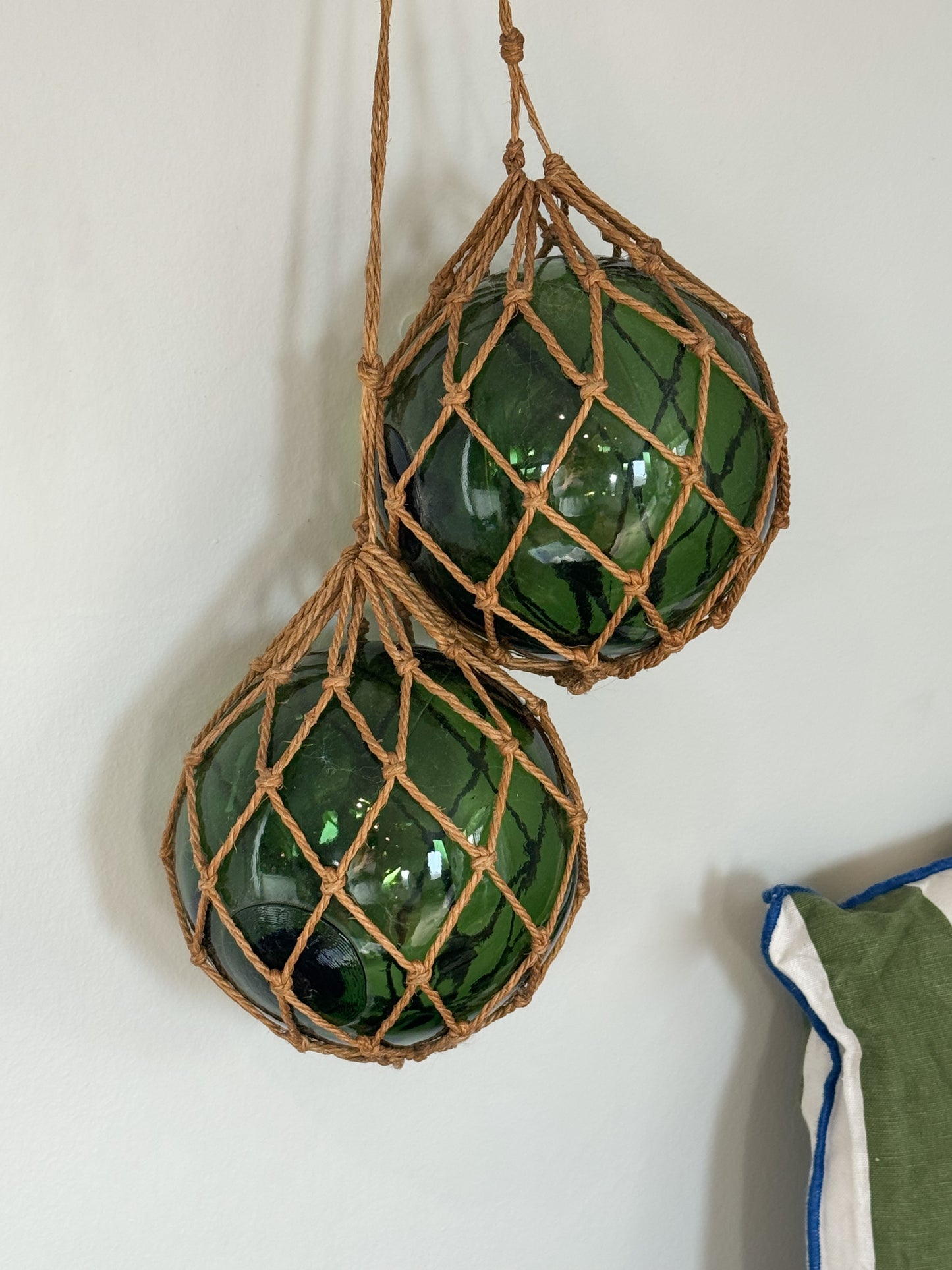 Pair of Vintage Handblown Glass Buoys | Fishing Floats