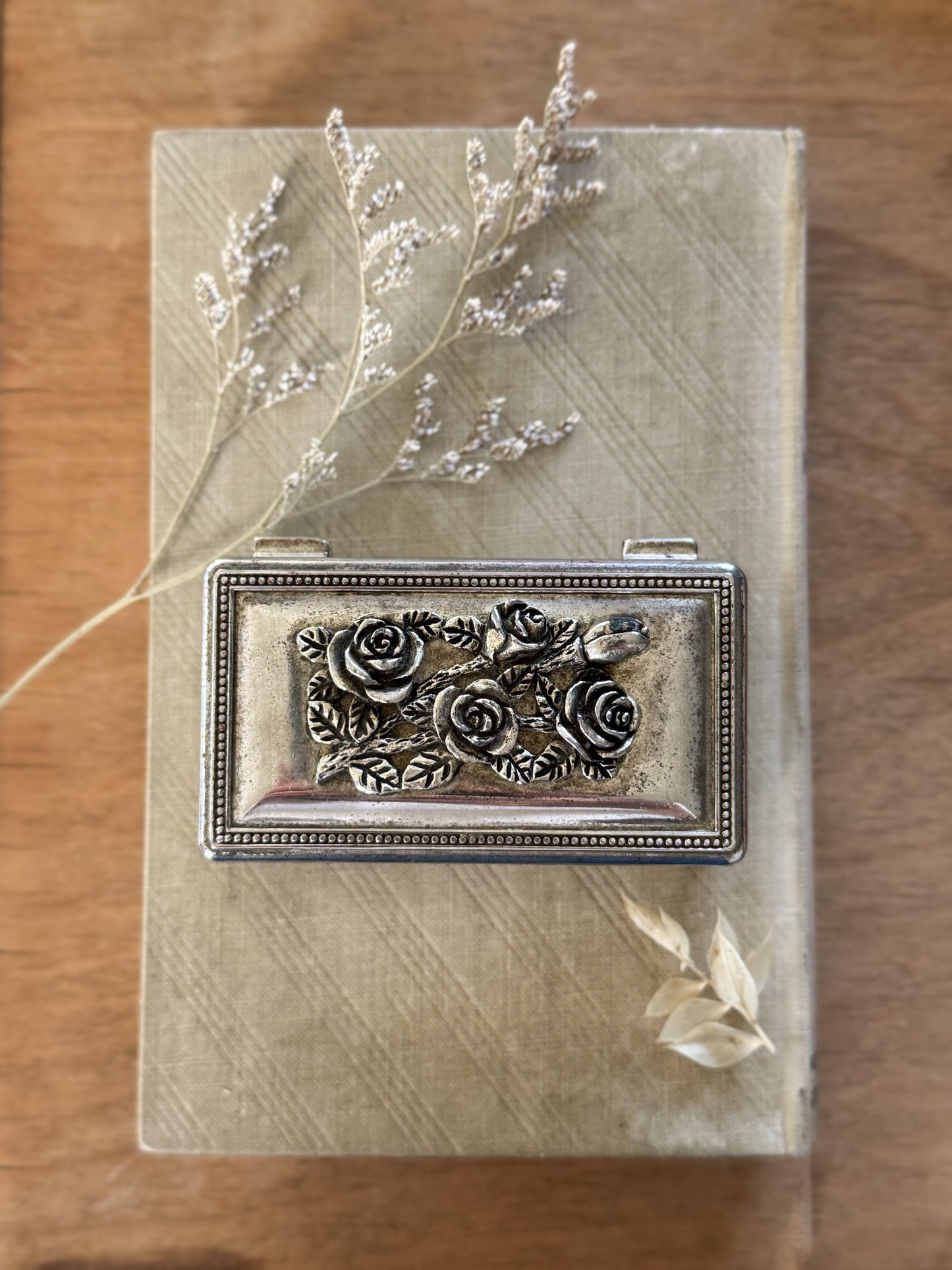 Vintage Silver Plated ‘Roses’ Jewellery Box