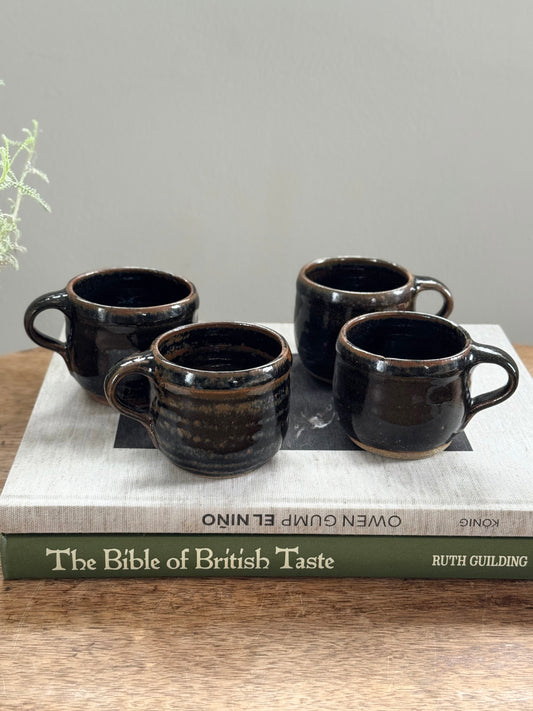 Vintage Studio Pottery Flat White Cups (Set of 4)