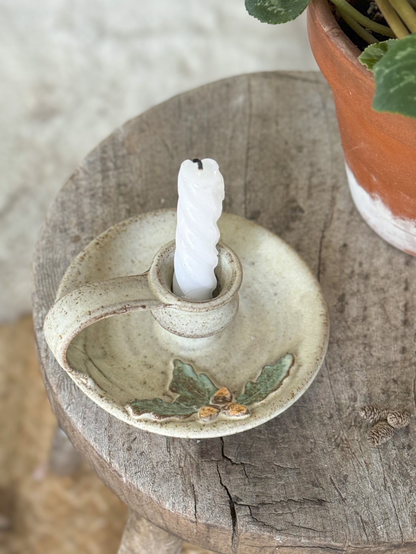 Tregaron Welsh Studio Pottery ‘Acorn’ Chamberstick