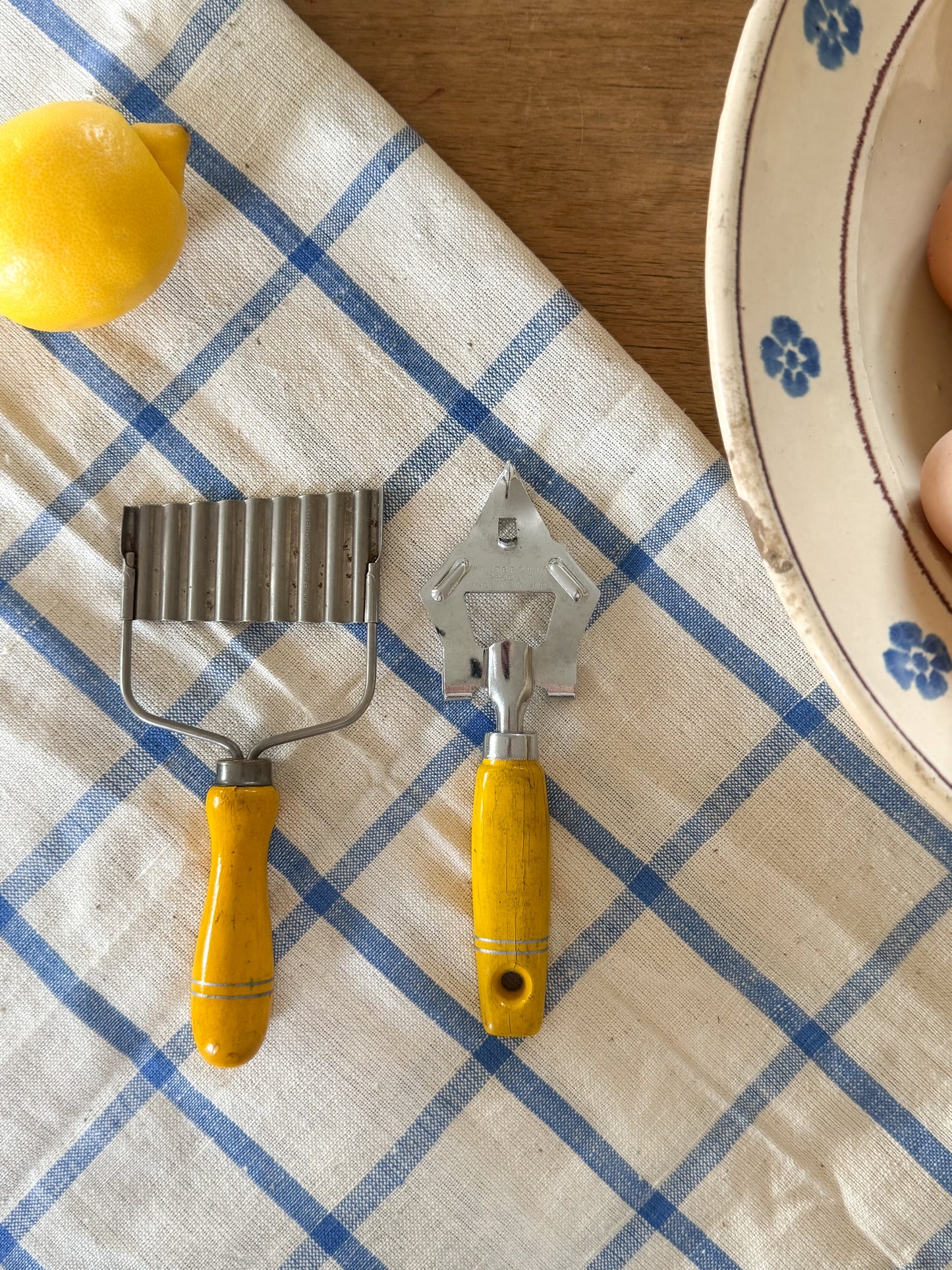 Vintage 1950s ‘Nutbrown’ Yellow Kitchen Utensil Pair