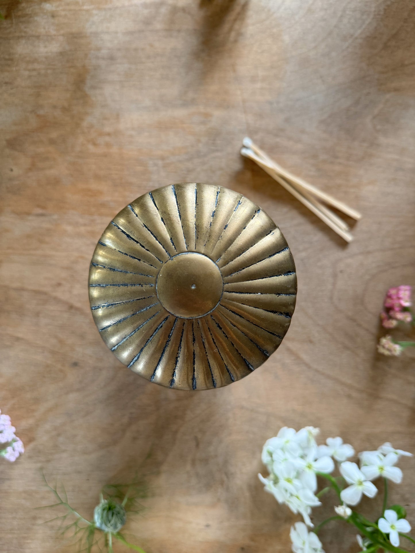 Vintage Brass Floral Canister