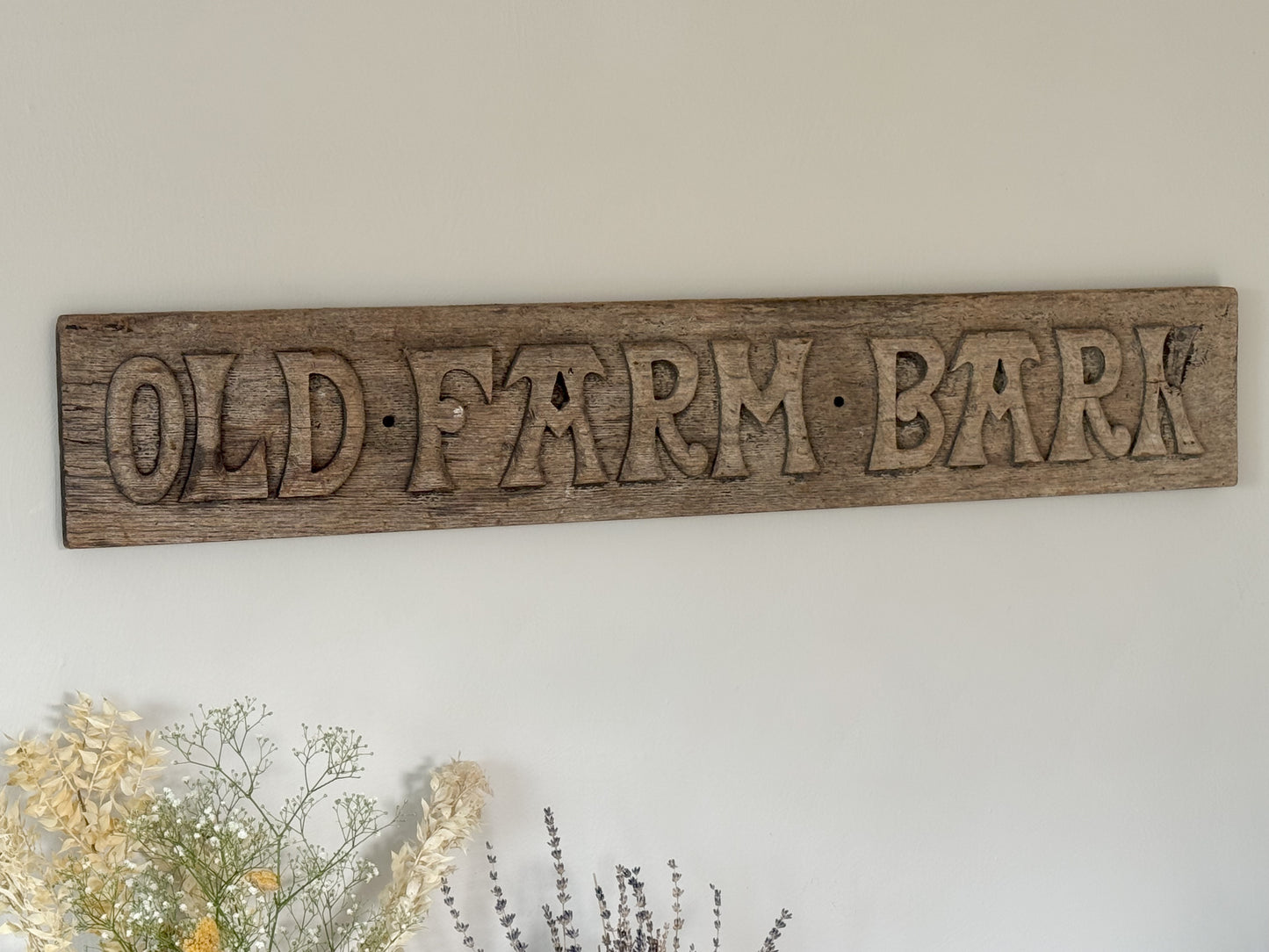 Large Handmade Rustic Wooden ‘Old Farm Bark’ Sign