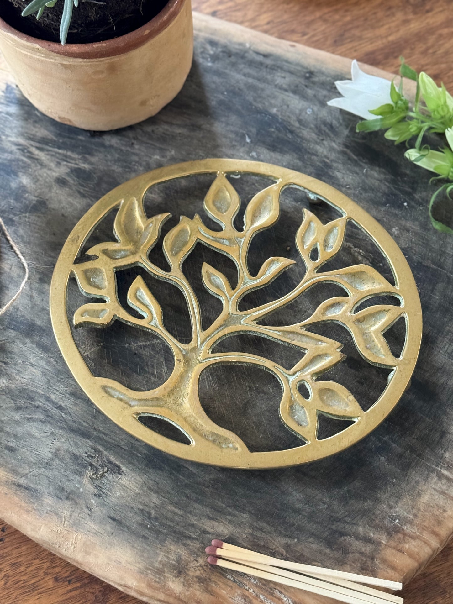 Vintage Solid Brass ‘Tree of Life’ Trivet