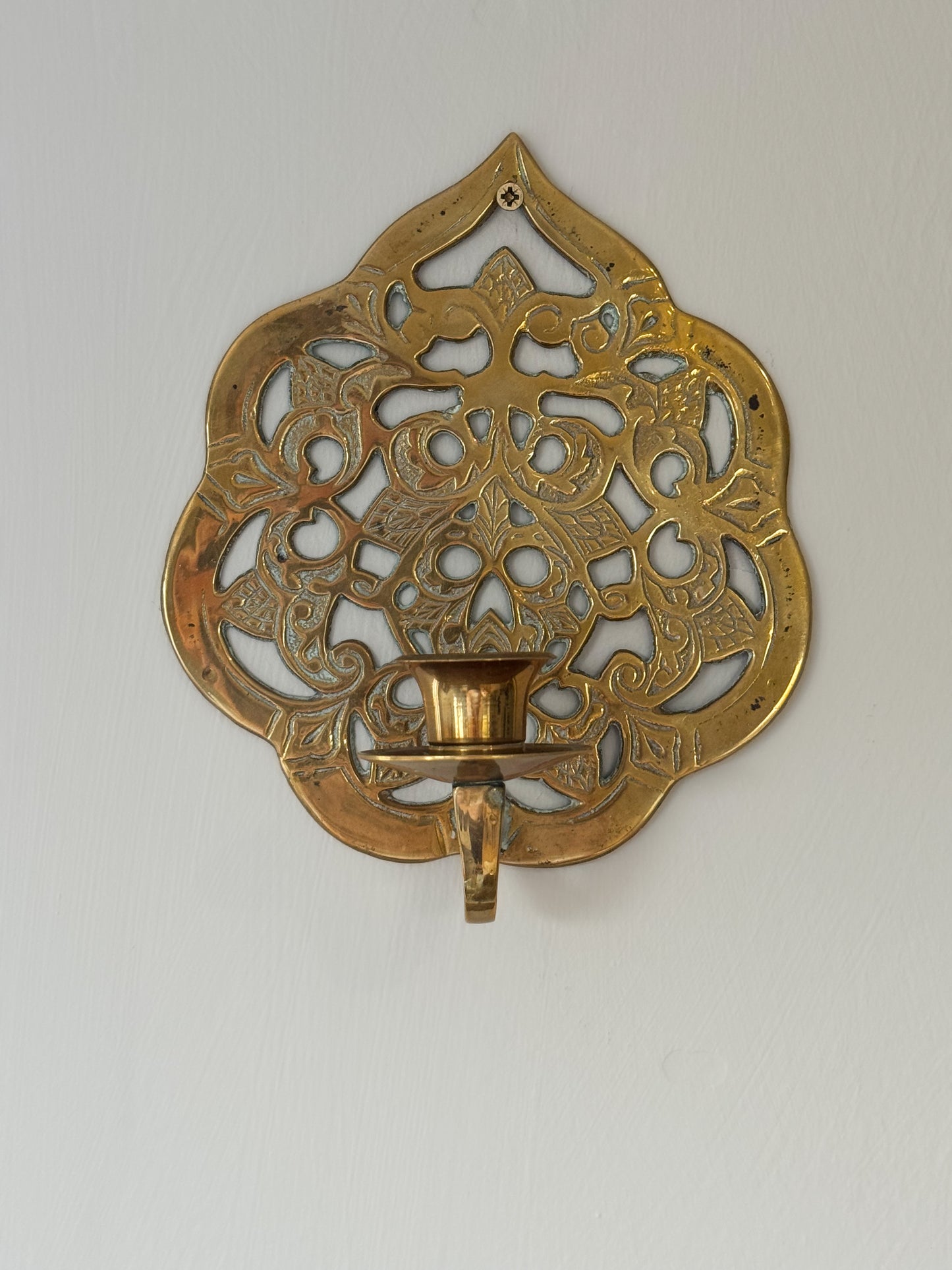 Vintage Indian Brass Sconce Pair