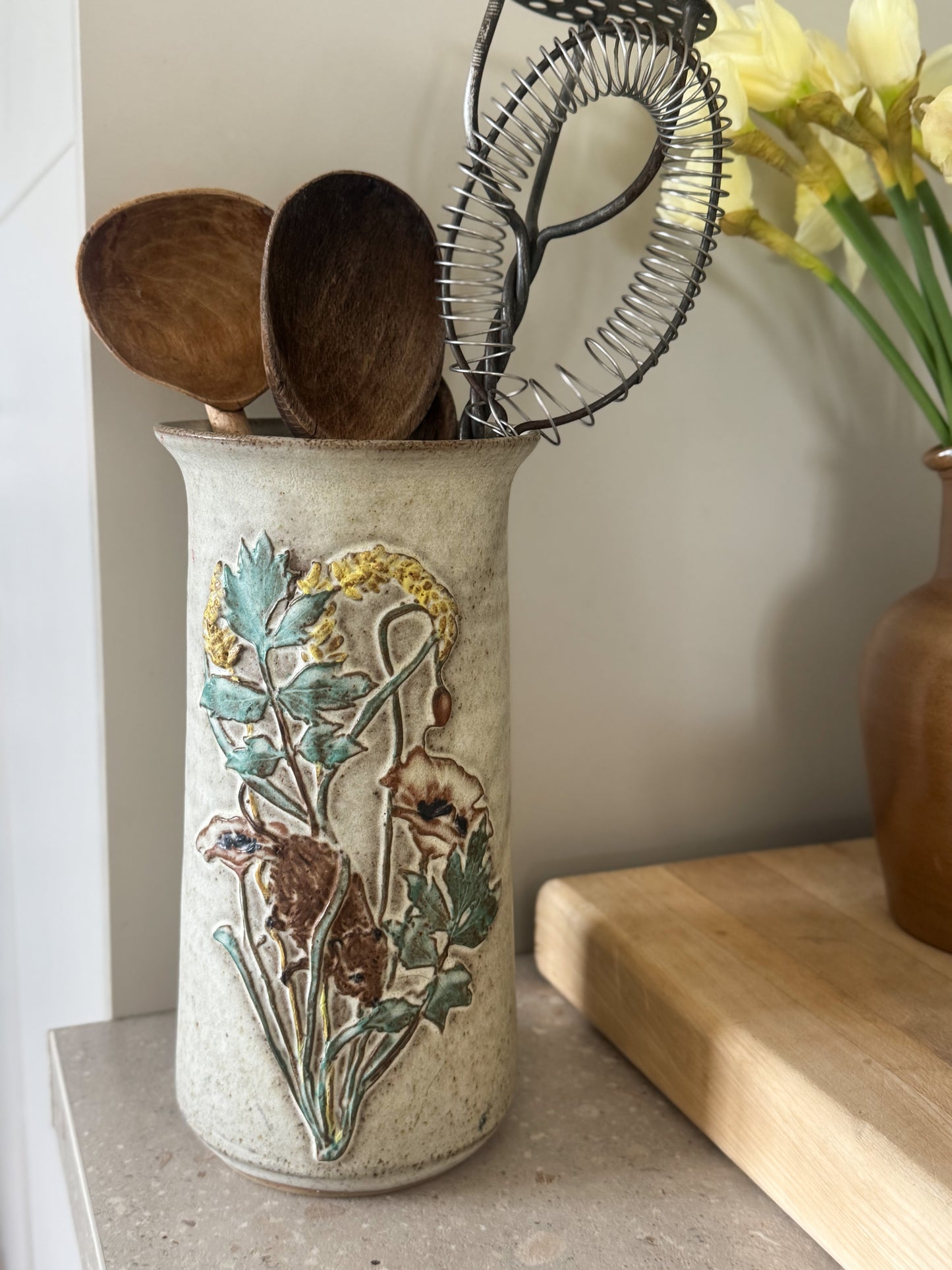 Vintage Welsh Studio Pottery Vase / Utensil Pot – Tregaron Pottery