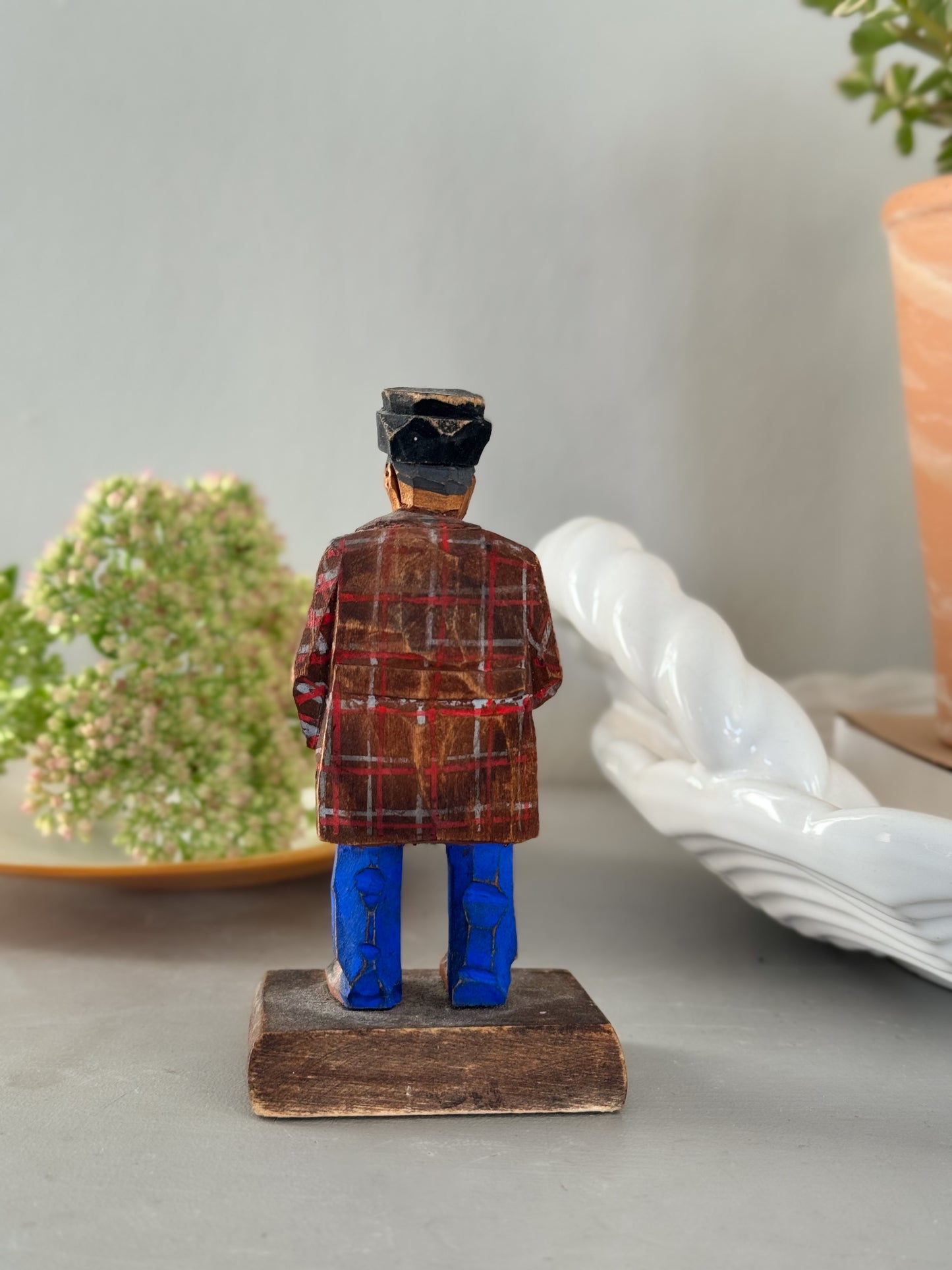 Vintage Hand-Carved Folk Art Figure - Signed Hannah Quil