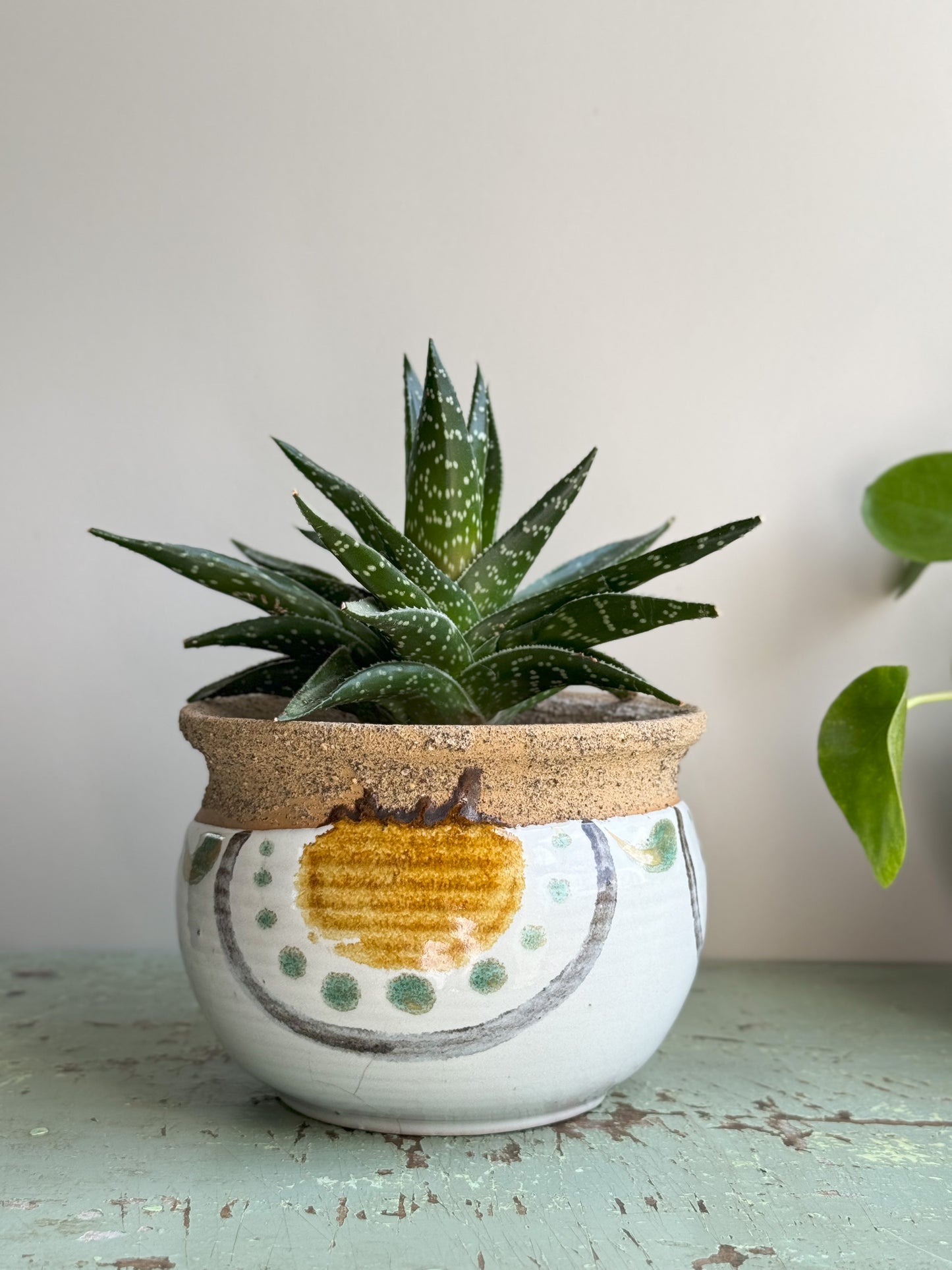 Vintage Glazed Abstract Pot