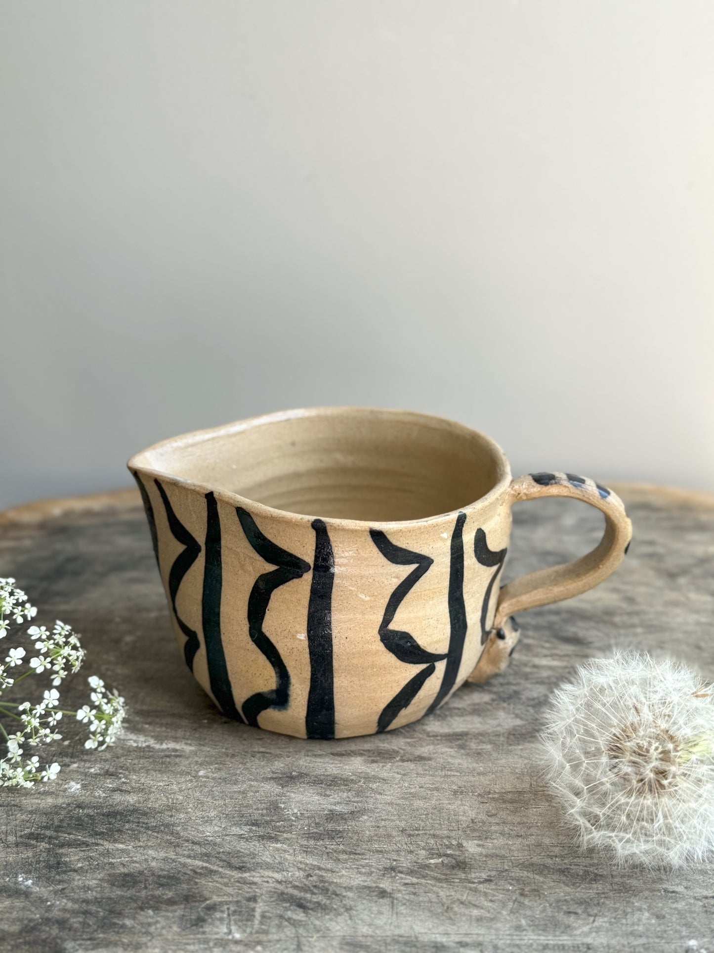 Folk Art Studio Pottery Abstract Milk Jug