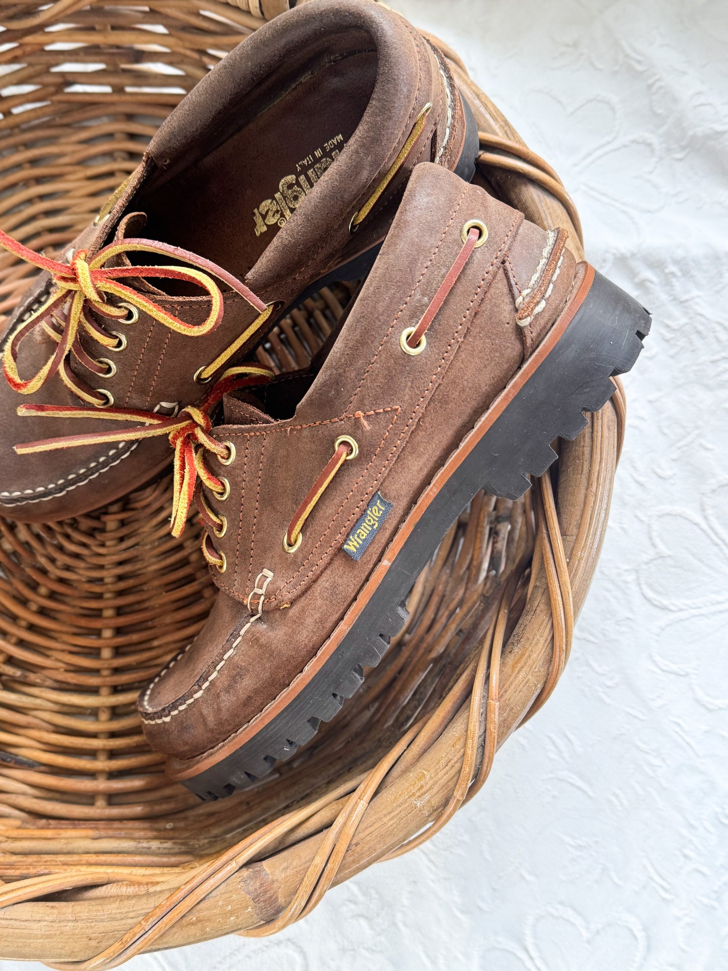 1980s Vintage Wrangler Made in Italy Suede Deck Shoes — Size 40 (UK 6.5–7)