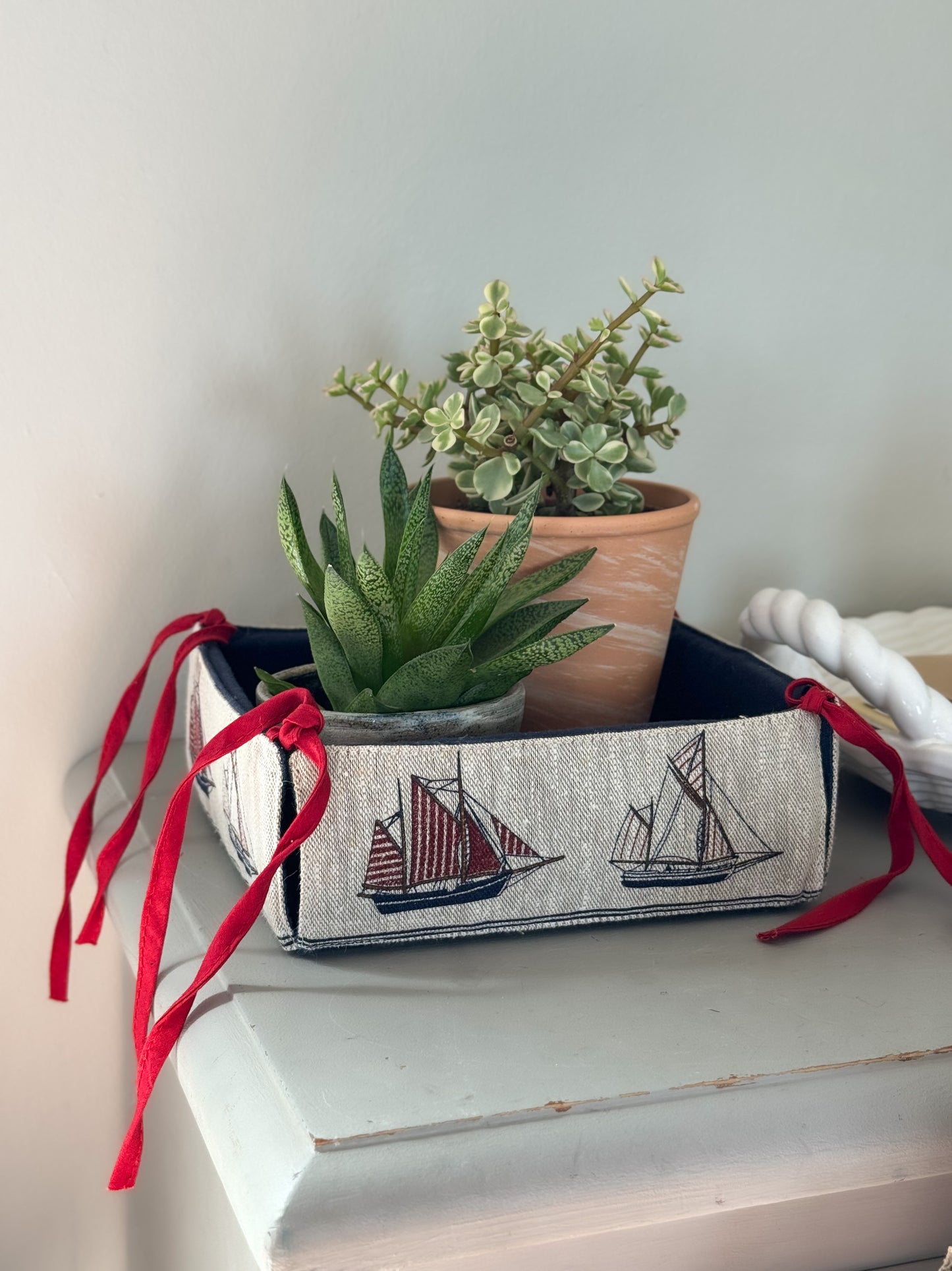 Vintage Fabric Folding Storage Box – Sailing Ships