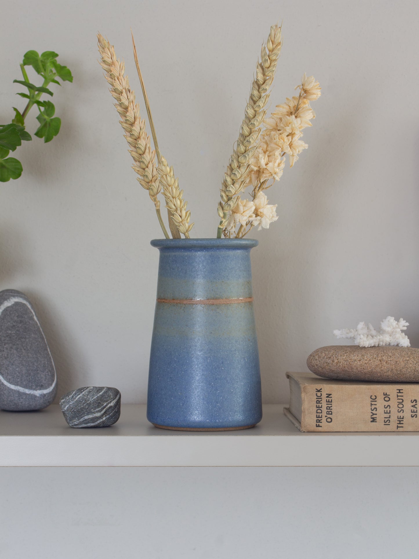 Vintage Coastal Blue Studio Pottery Bud Vase | Pen Pot