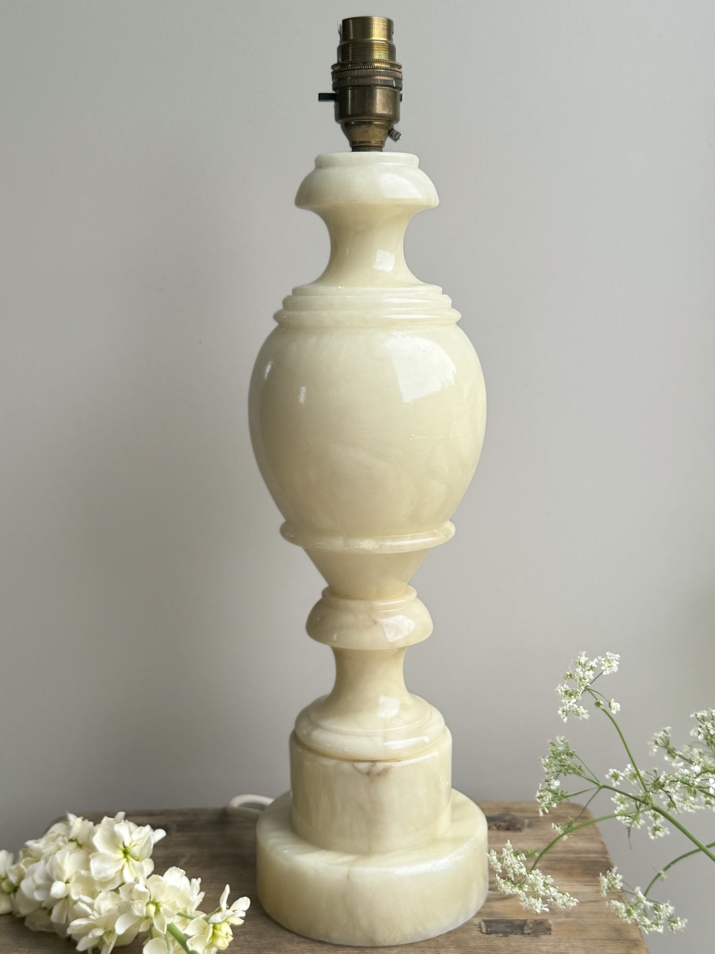 Vintage Carved Alabaster Lamp • Fully Working