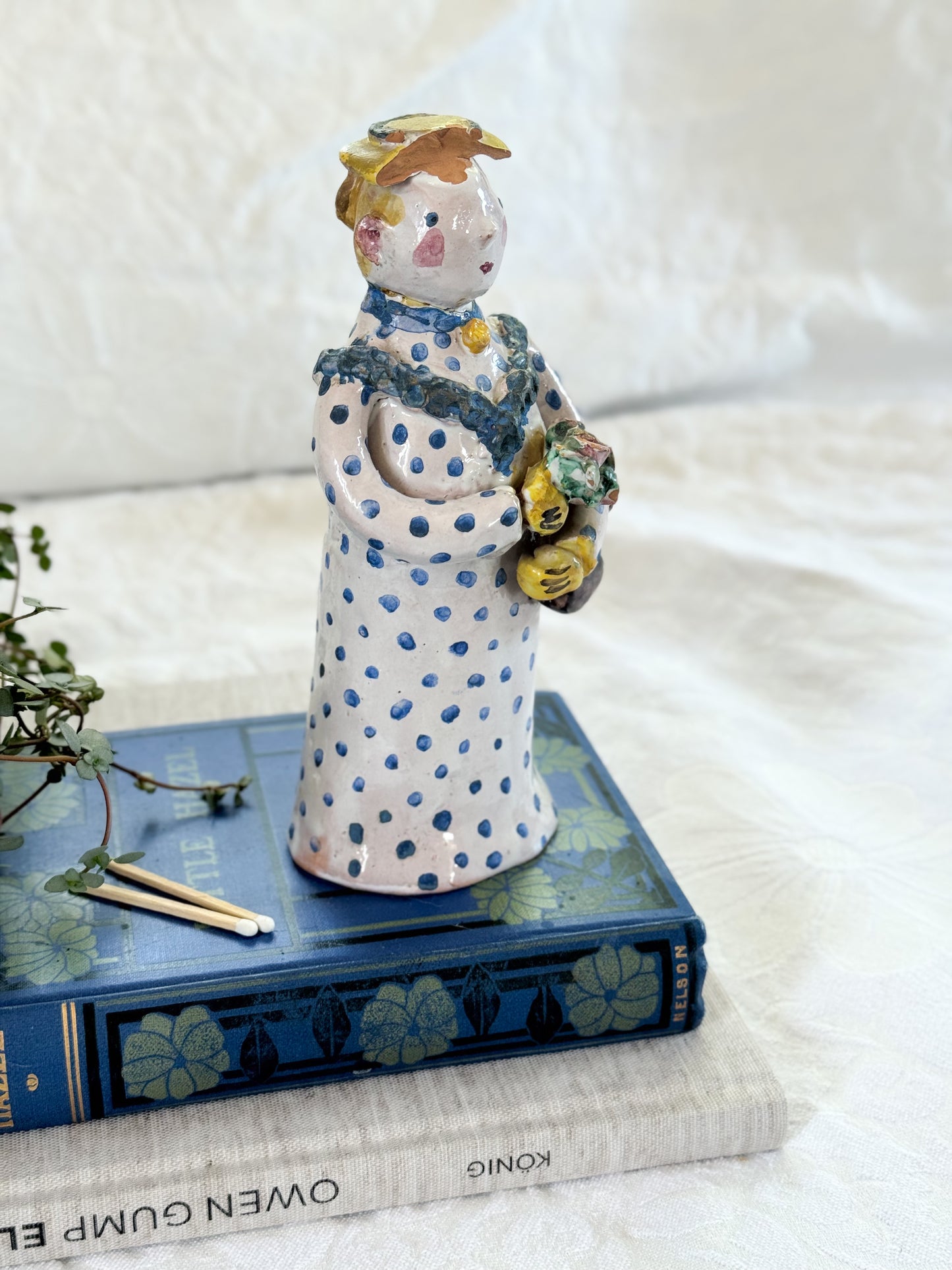 Incredible One-of-a-Kind Studio Pottery Figure – Folk Art Lady (Signed)