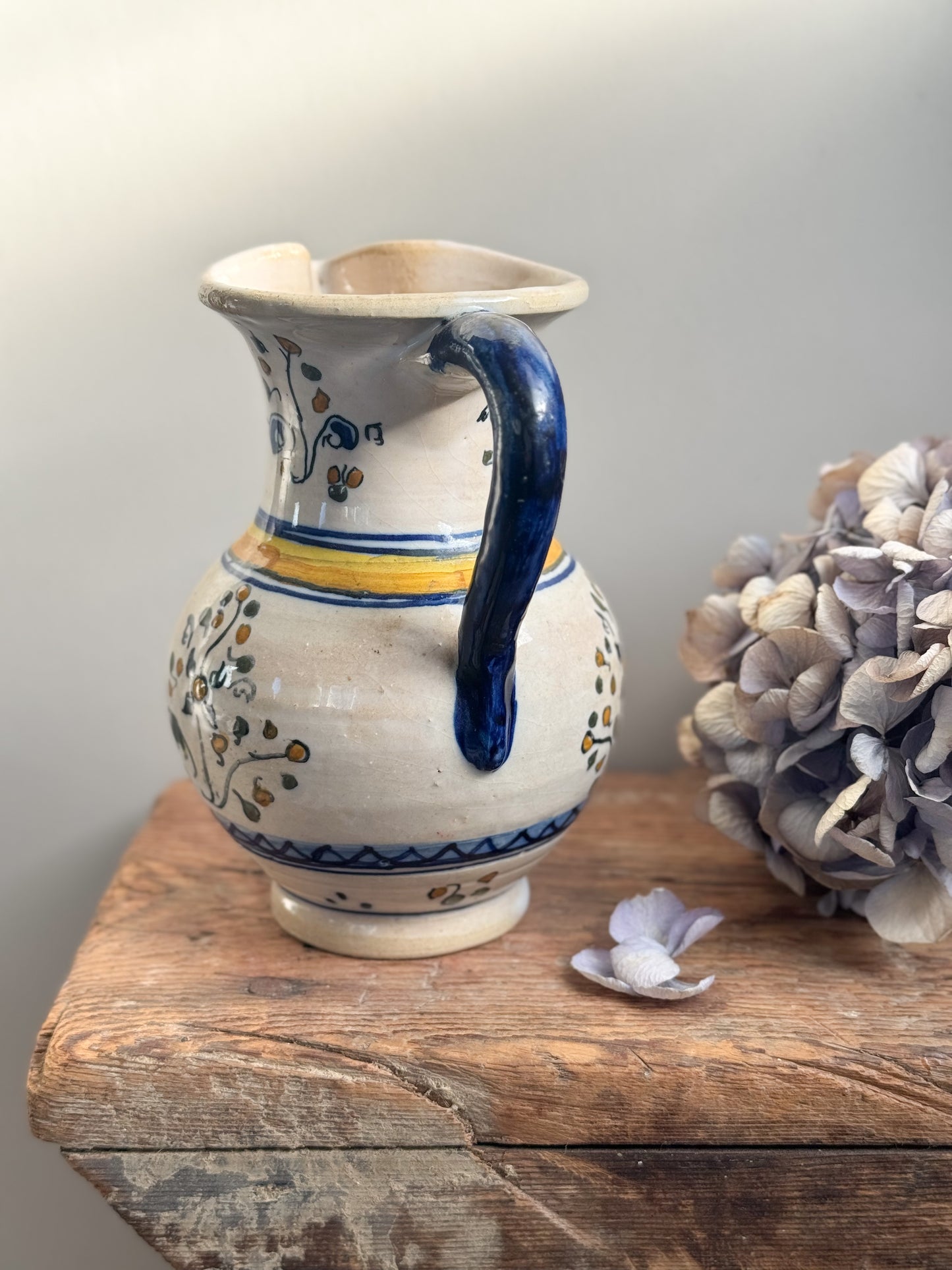 Vintage French Handmade Floral Jug