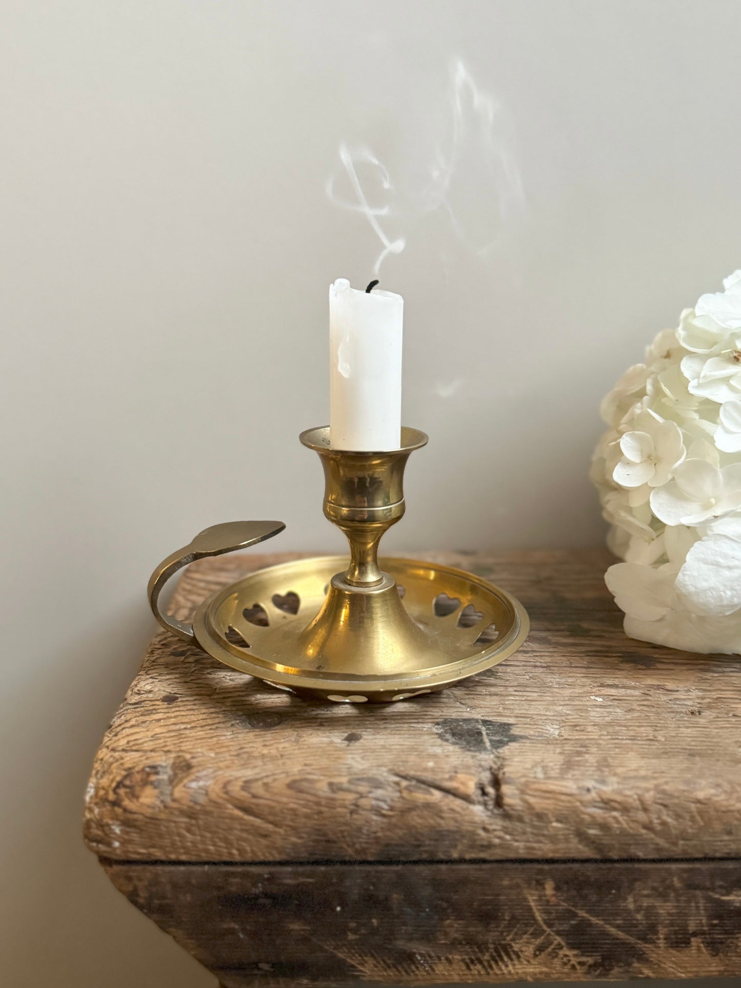 Vintage Brass Heart Chamberstick