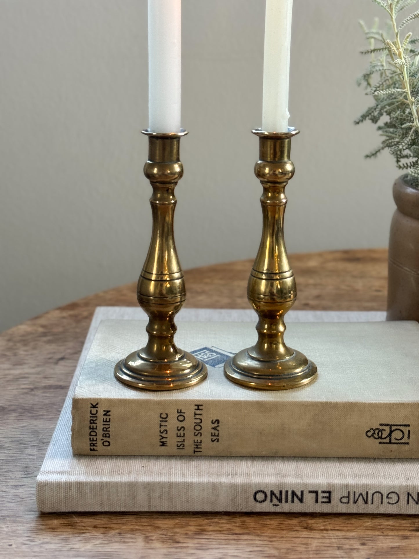 Pair of Antique Victorian Miniature Brass Candlesticks