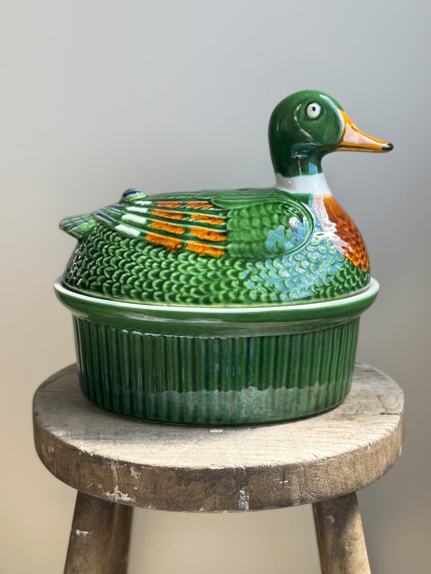 Vintage Majolica French Duck Tureen