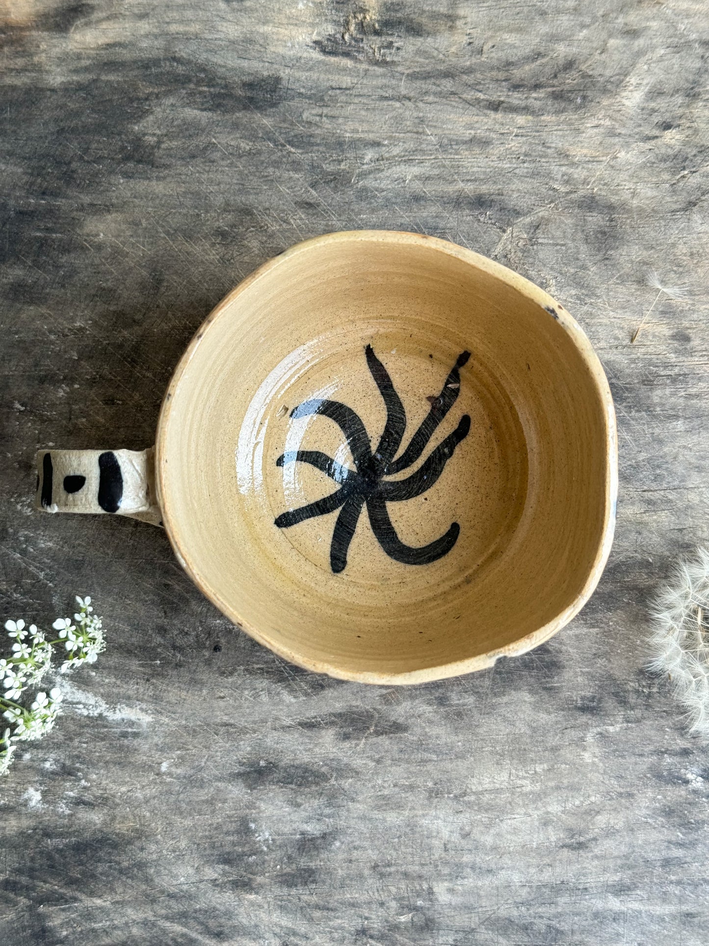 Folk Art Studio Pottery Abstract Mug