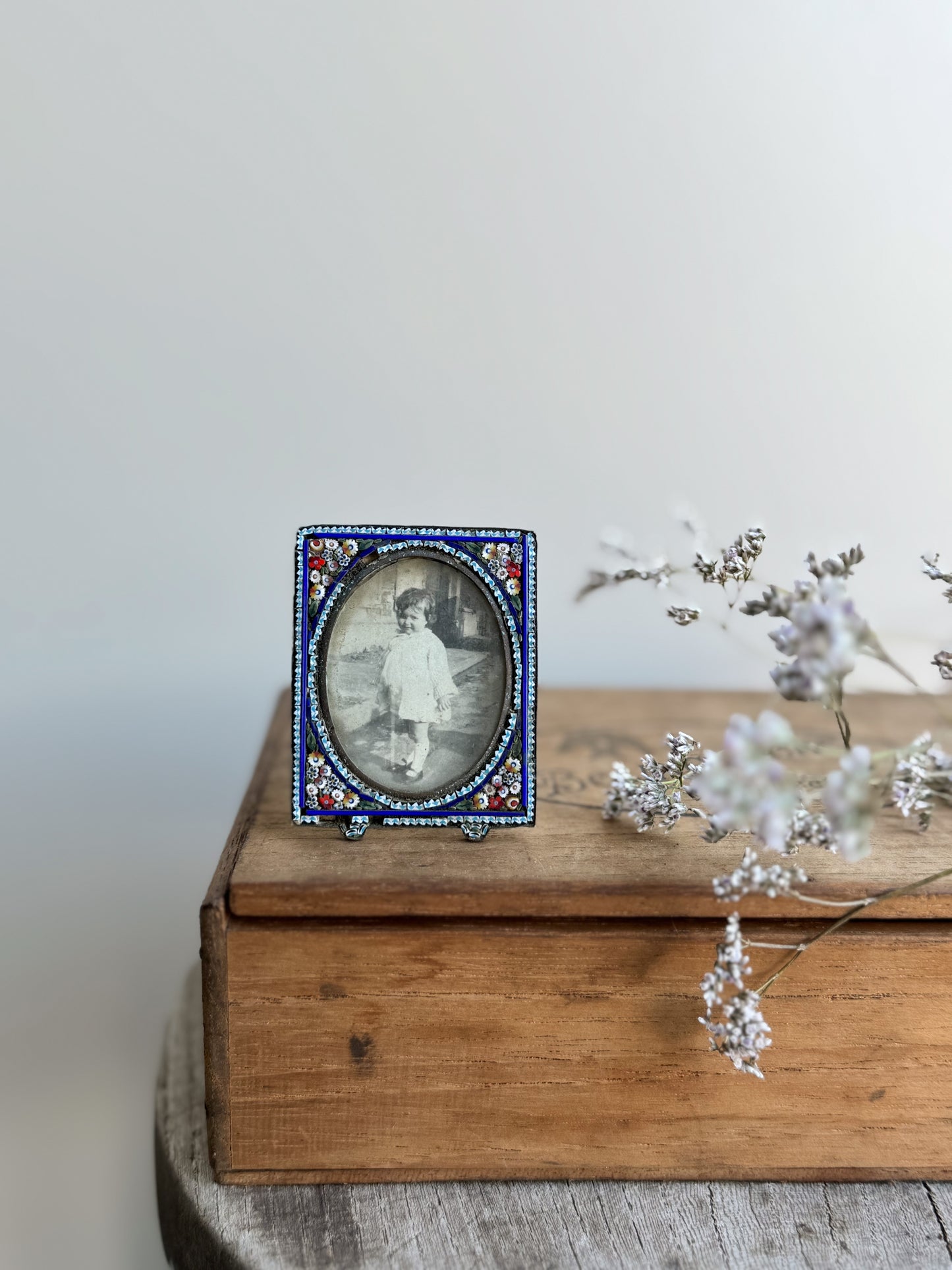 Antique Handmade Italian Micro Mosaic Miniature Photo Frame