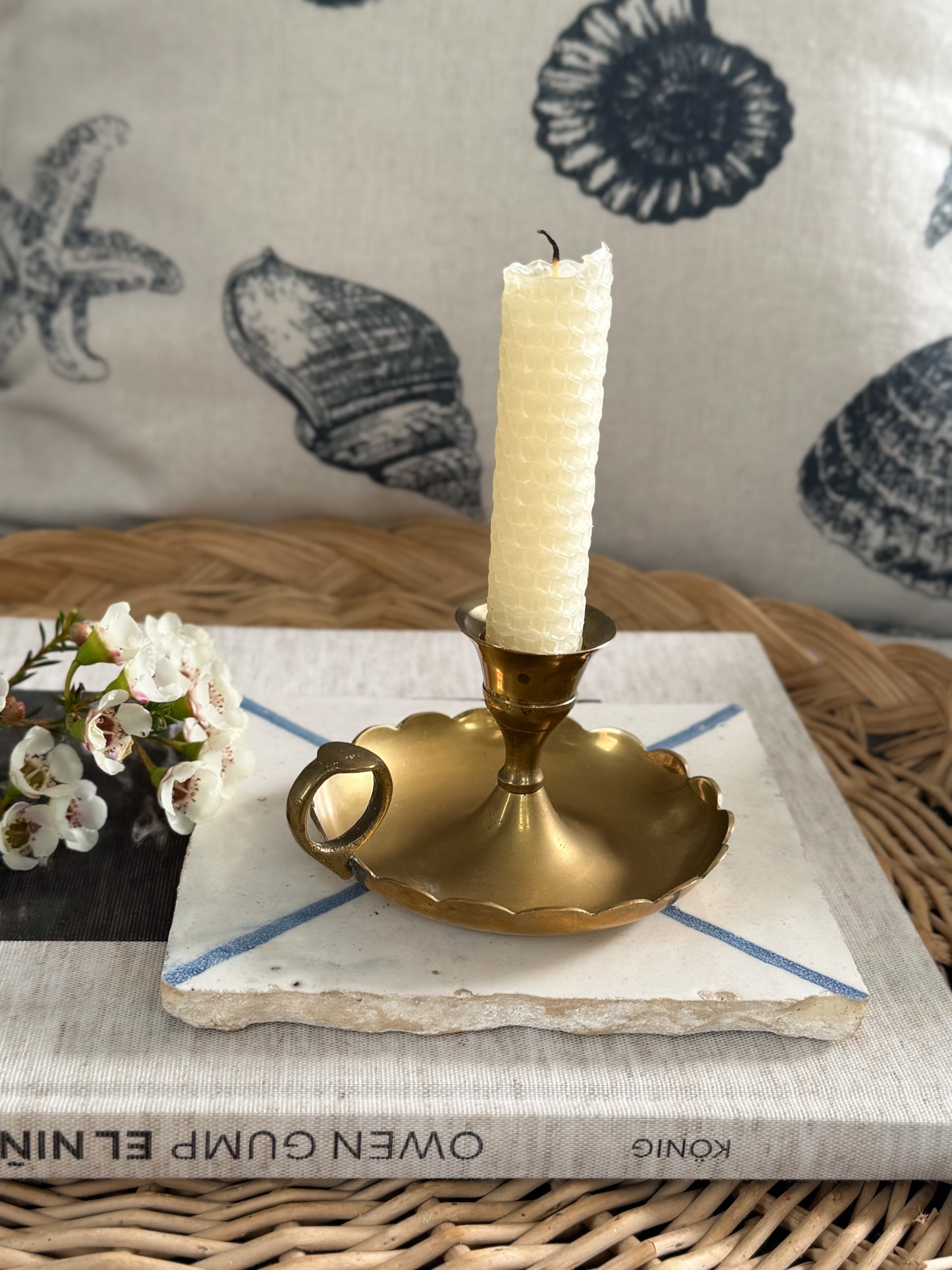 Vintage Solid Brass Scalloped Chamberstick