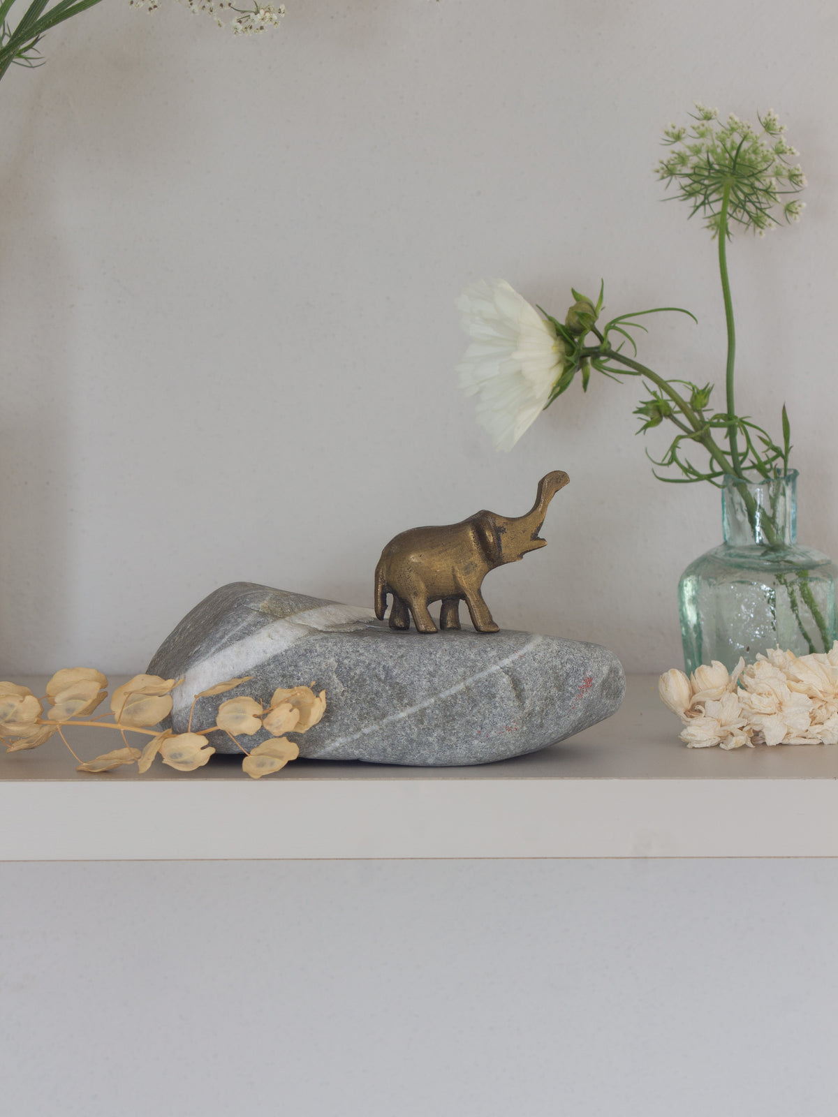Vintage Solid Brass Elephant Miniature