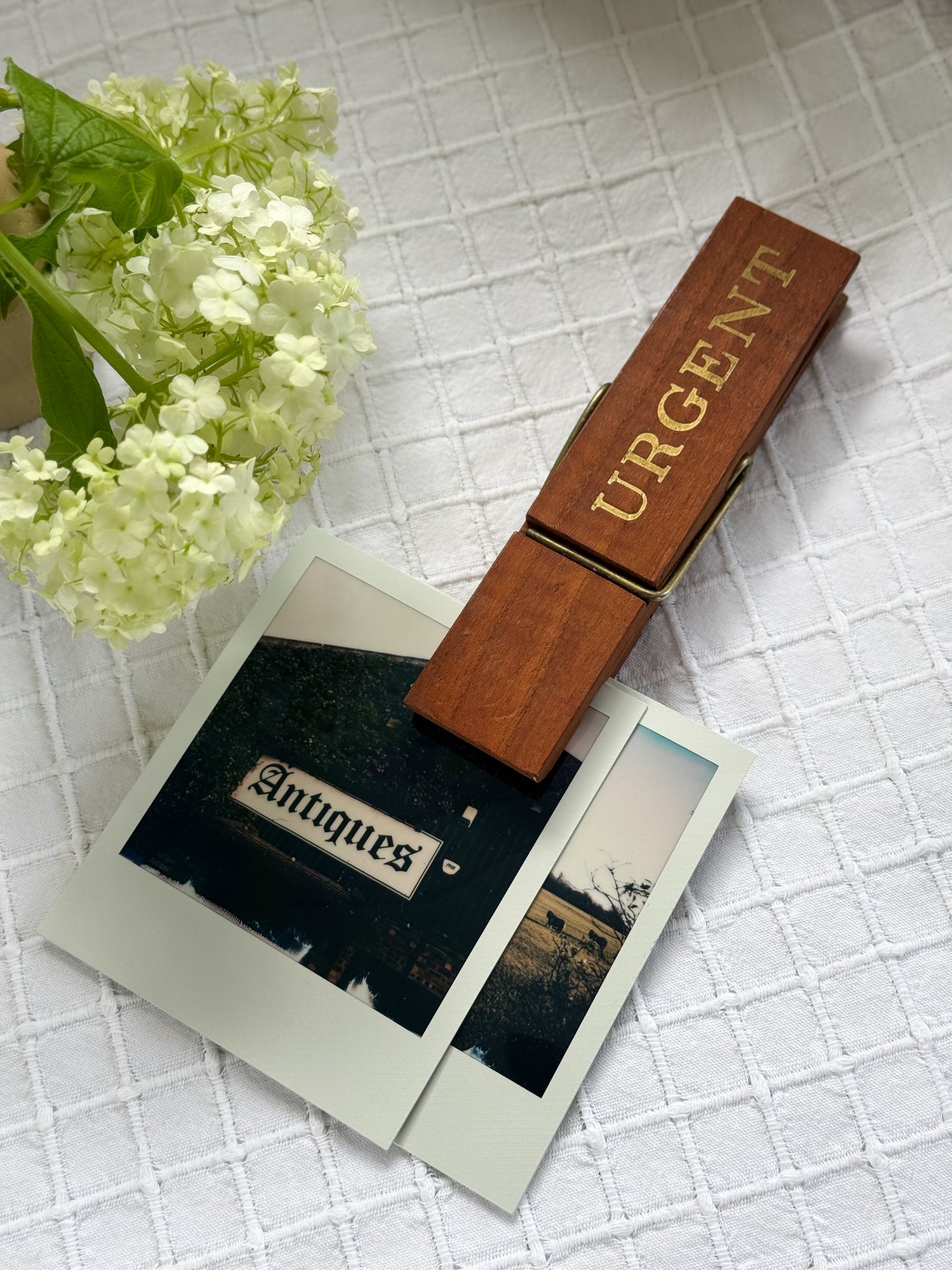 Vintage Wooden Letter Clip – “URGENT”