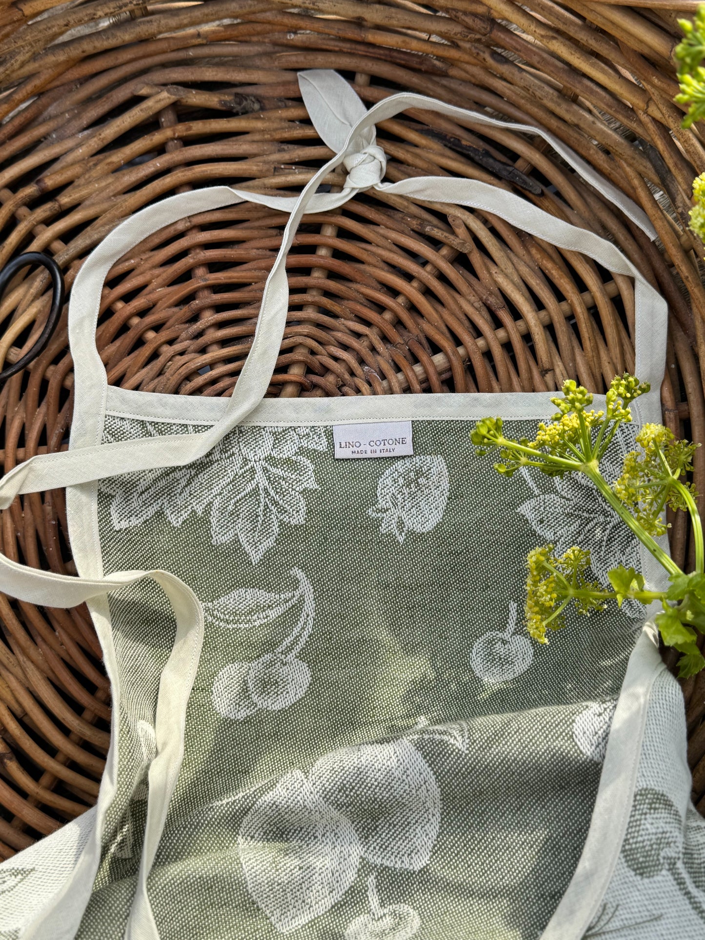 Vintage Italian Cotton & Linen Apron — New Old Stock