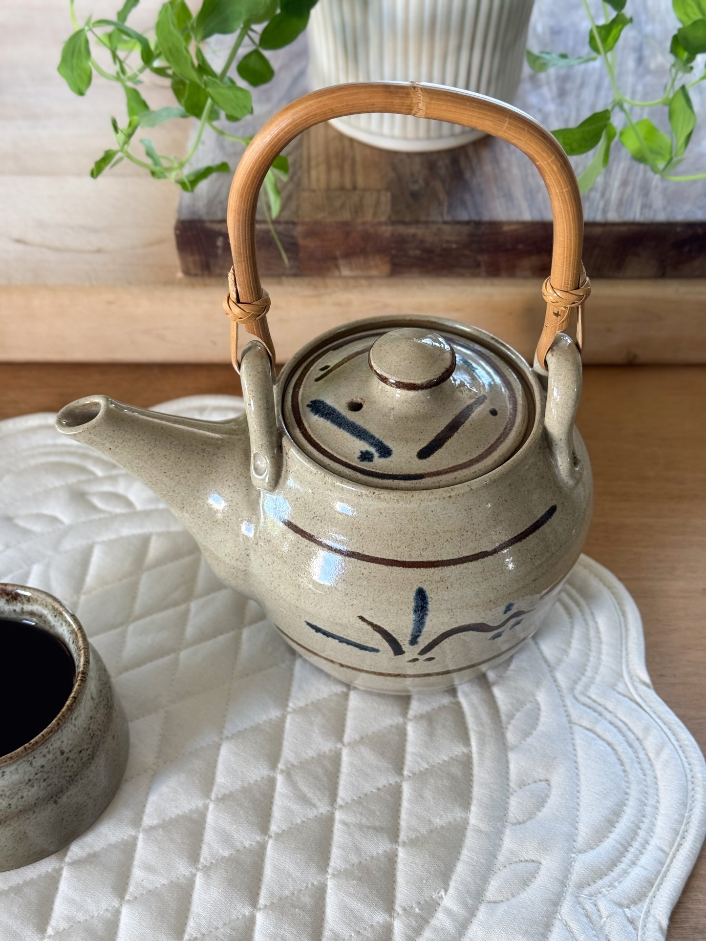 Studio Pottery Teapot with Bamboo Handle — Handmade in Kent