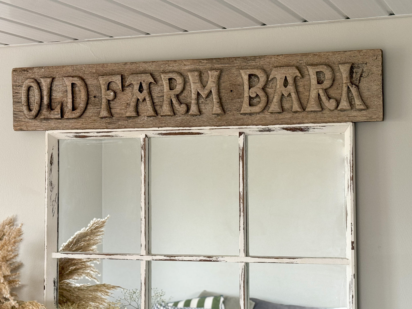 Large Handmade Rustic Wooden ‘Old Farm Bark’ Sign
