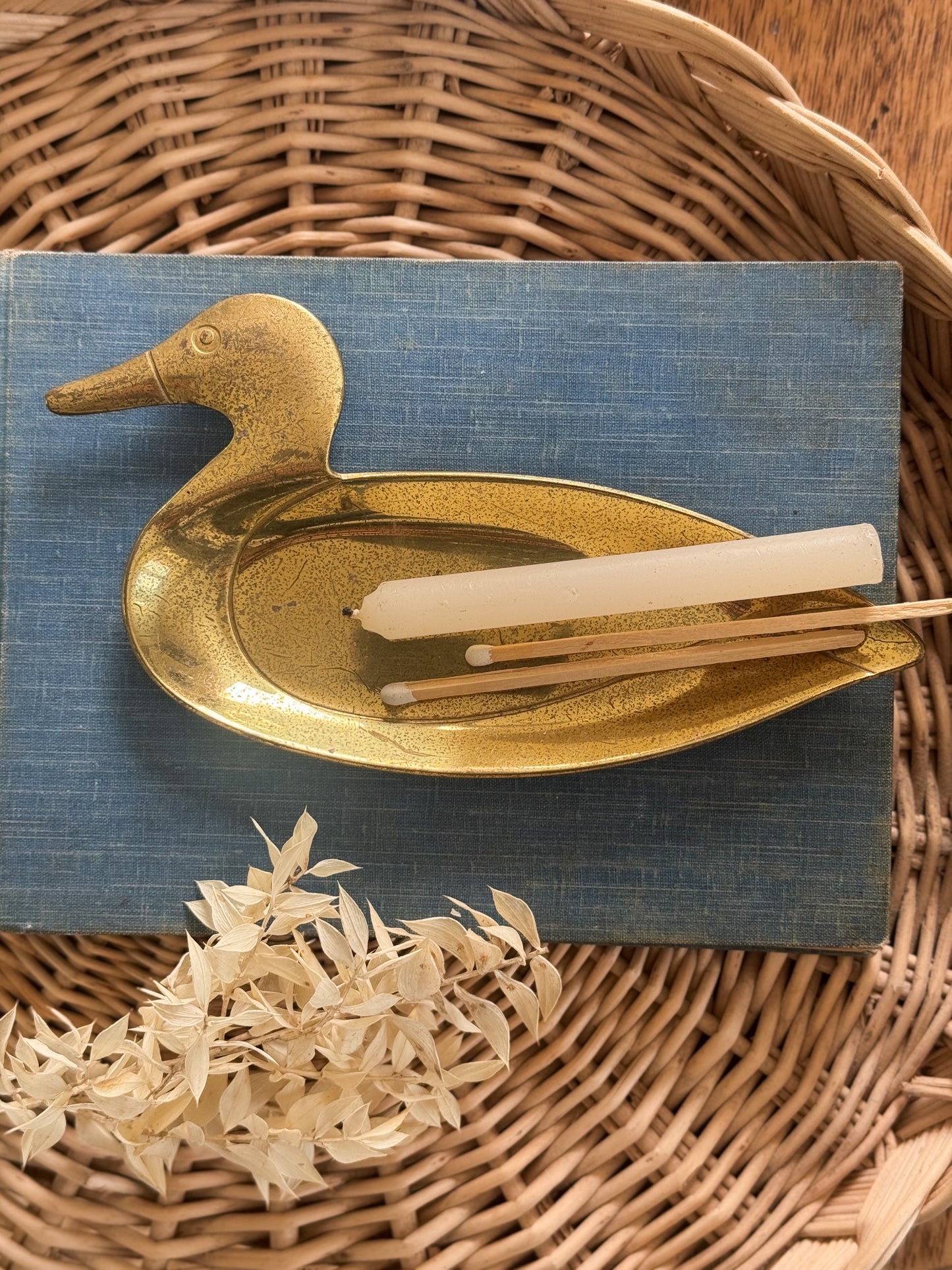 Vintage Brass Duck Shaped Trinket Dish