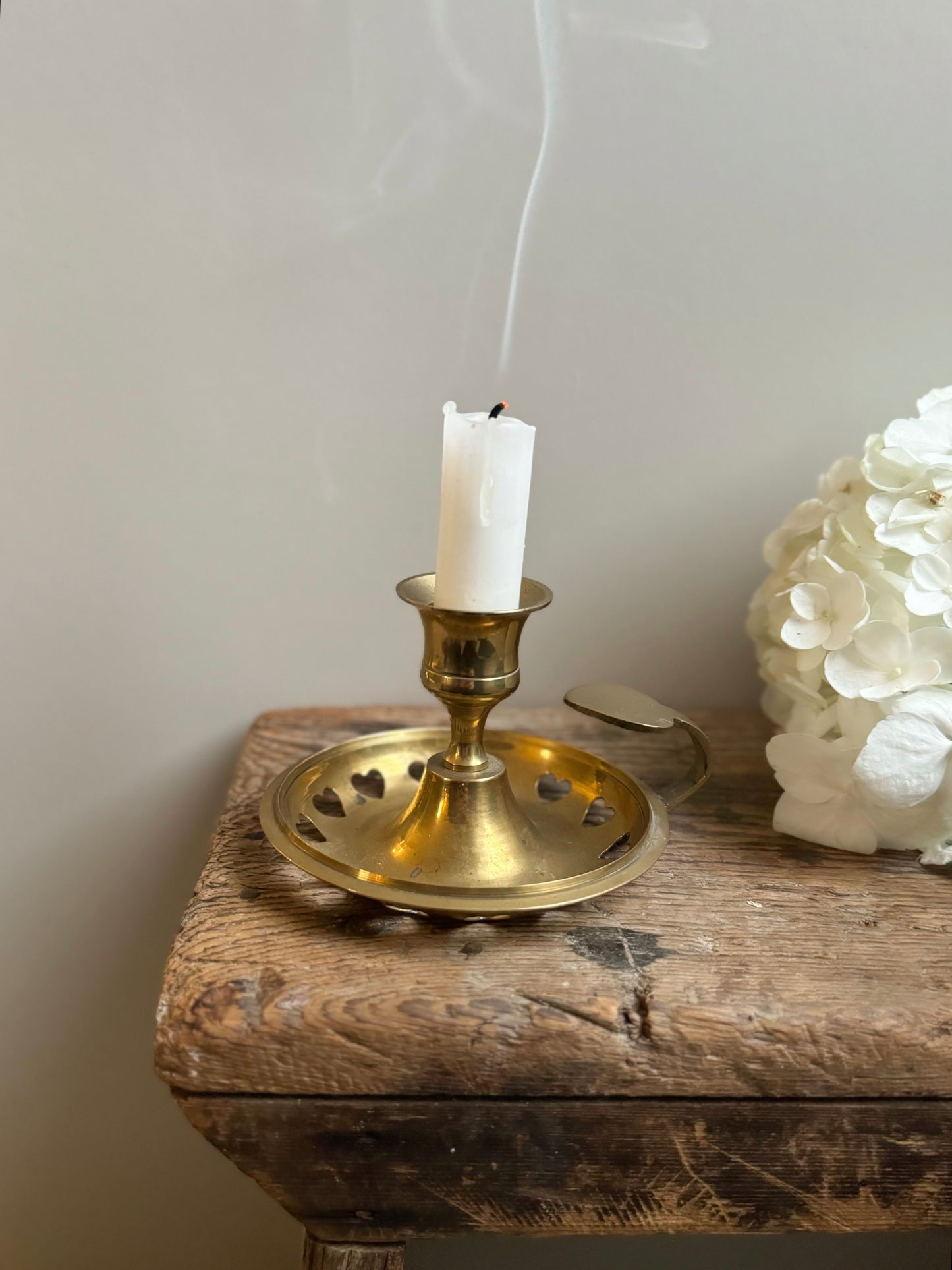 Vintage Brass Heart Chamberstick