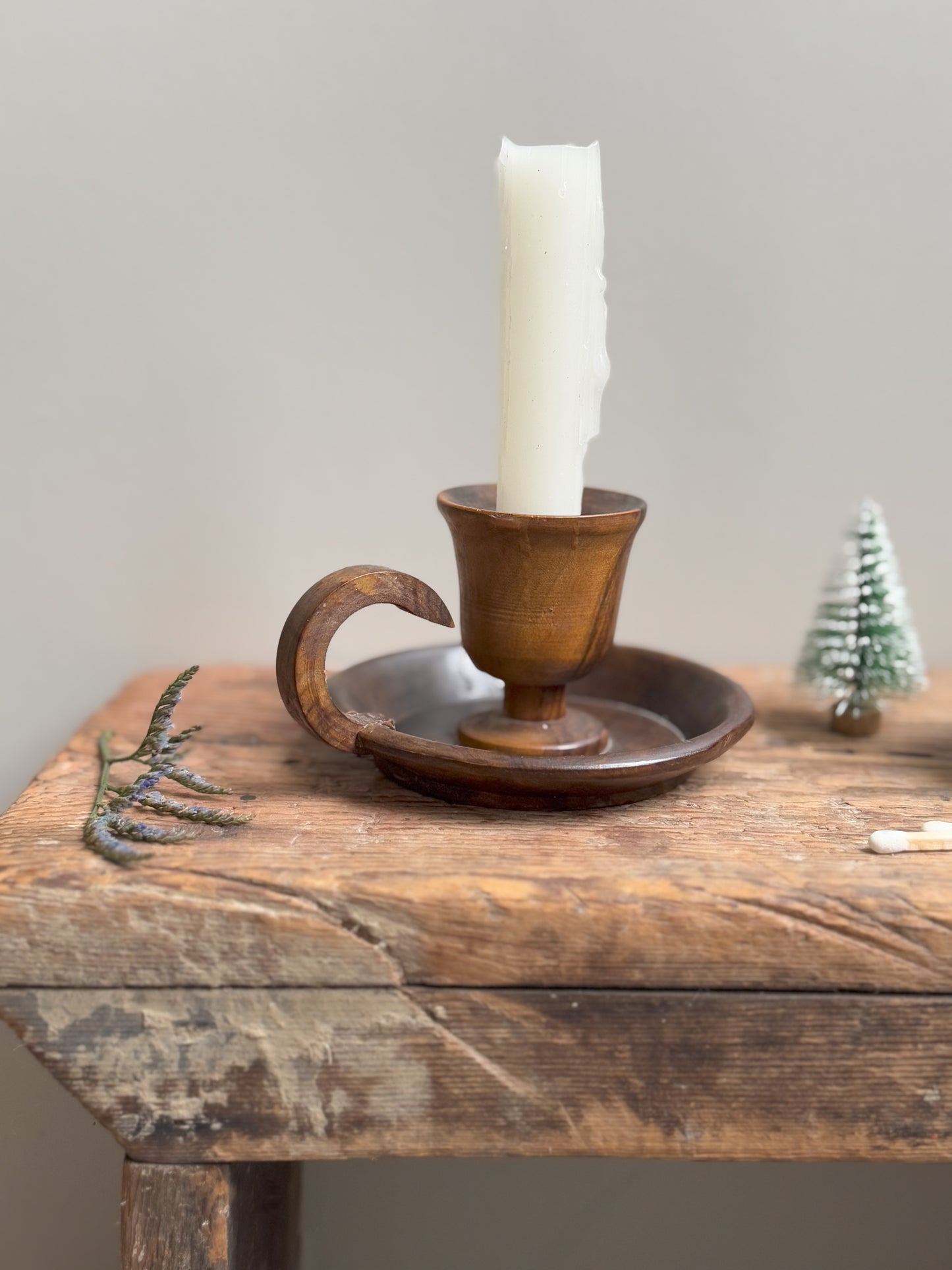 Vintage Handmade Treen Chamberstick