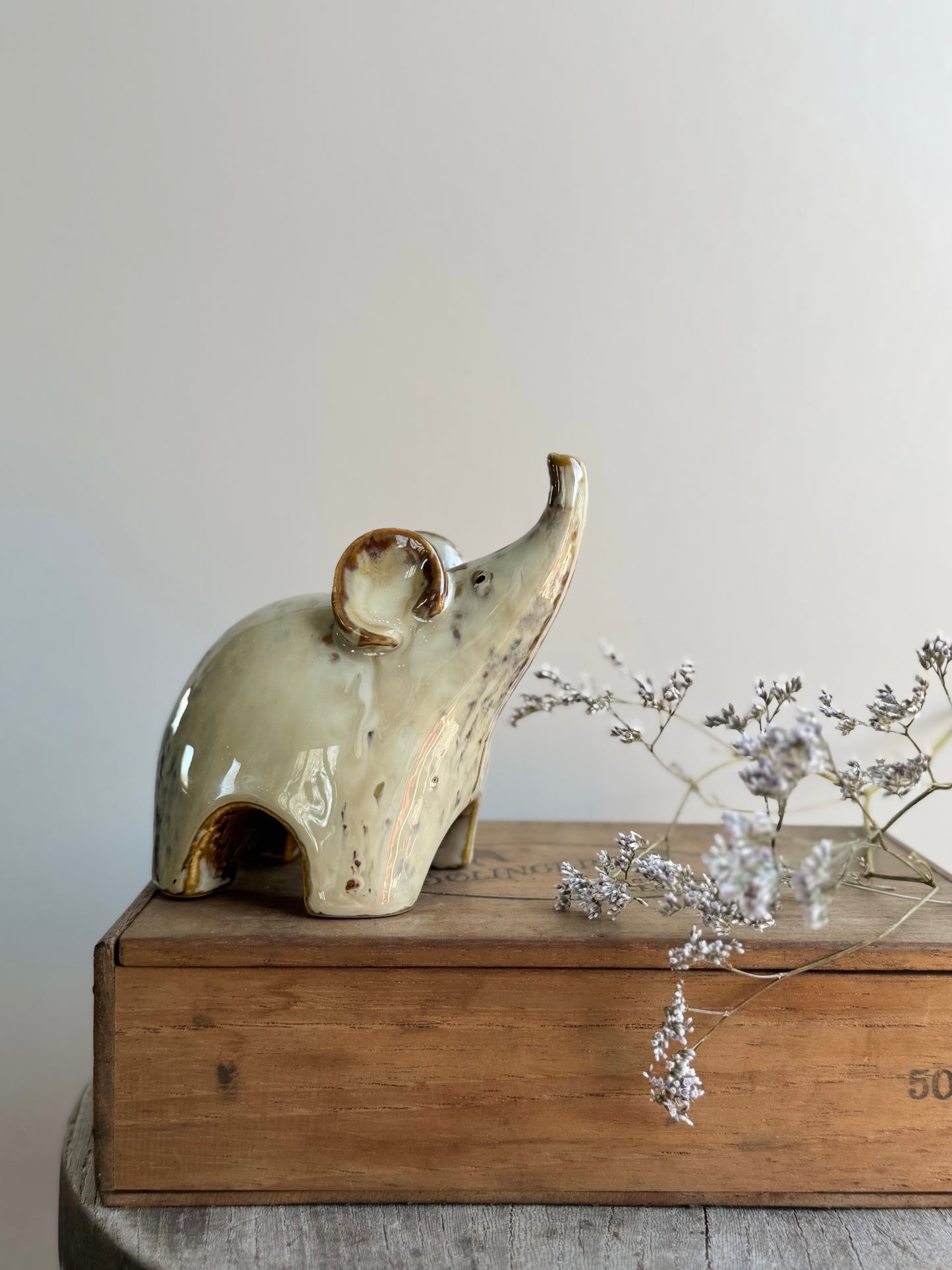 Vintage Studio Pottery Elephant Sculpture