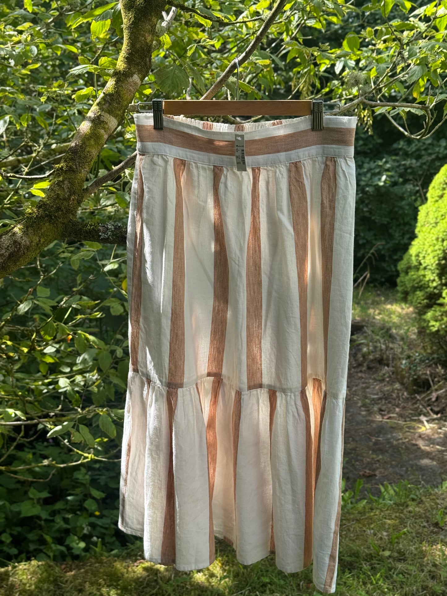 Madewell Linen & Cotton Tiered Midi Skirt, Size M (New with Tags)