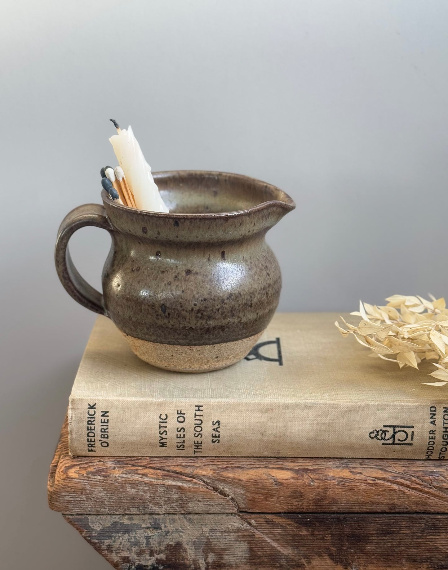 Vintage Studio Pottery Two Tone Speckled Creamer