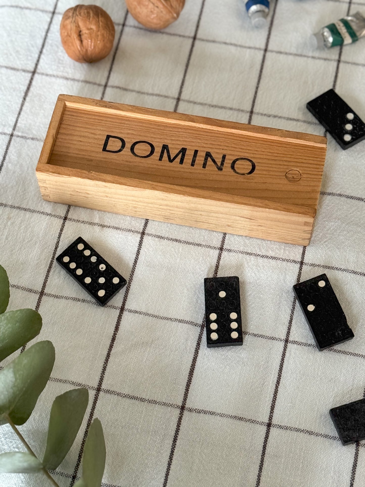 Vintage Domino Set in Wooden Box