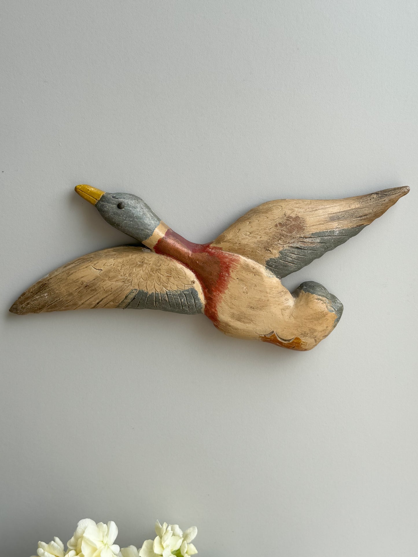 Antique Handmade Wooden Wall Mountable Duck