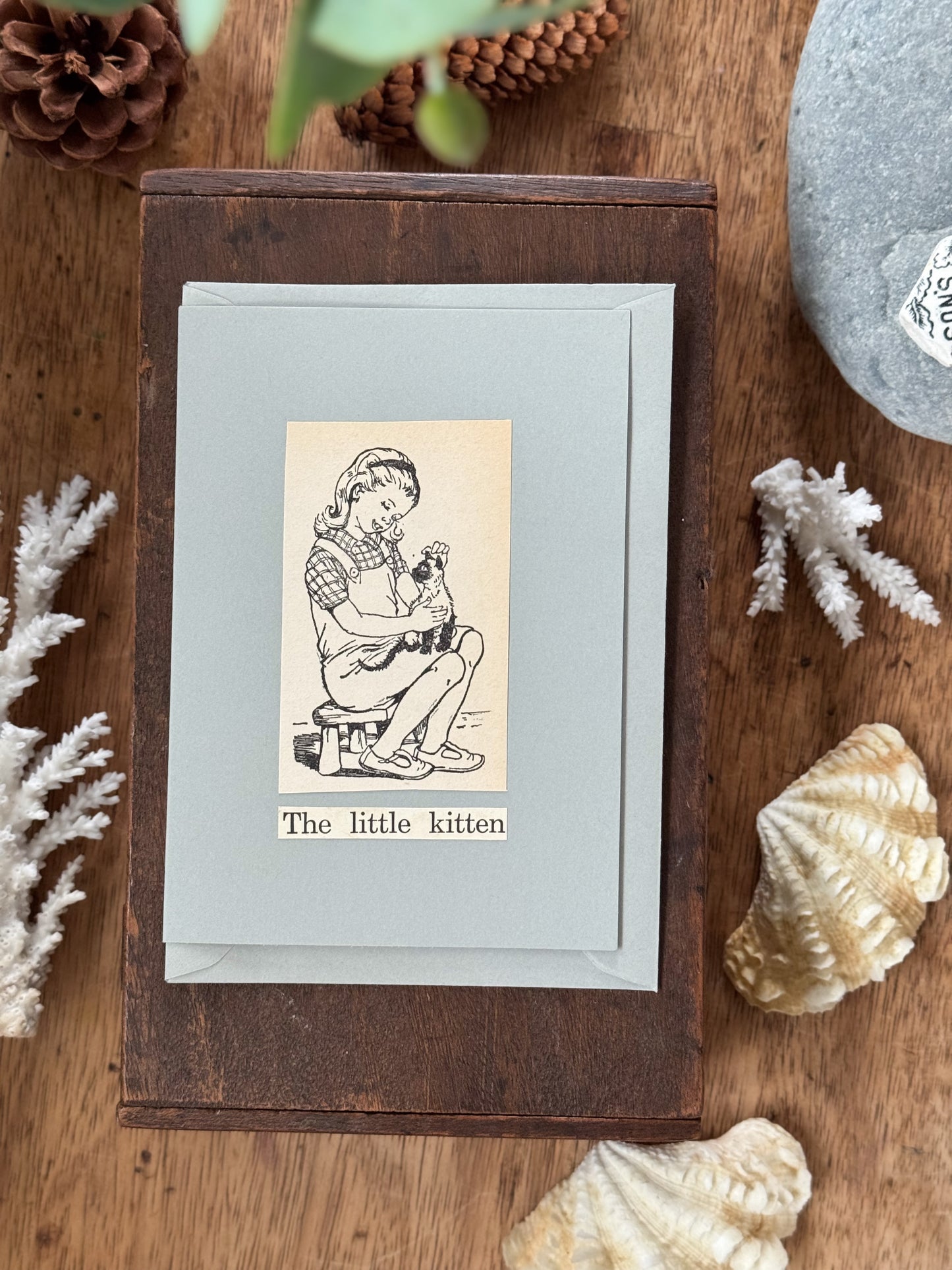 Handmade Hiraeth Vintage Illustration Greeting Card ‘The Little Kitten’ • A6