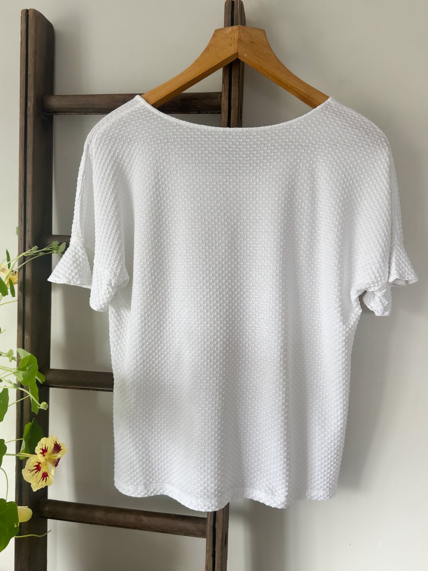 Jaeger Textured Cotton Top, Size L (Made in Portugal)