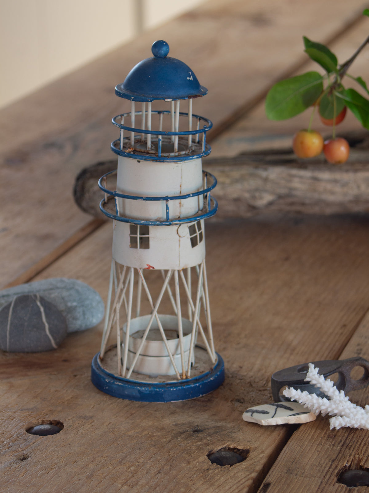 Vintage Tin Lighthouse Tealight Holder