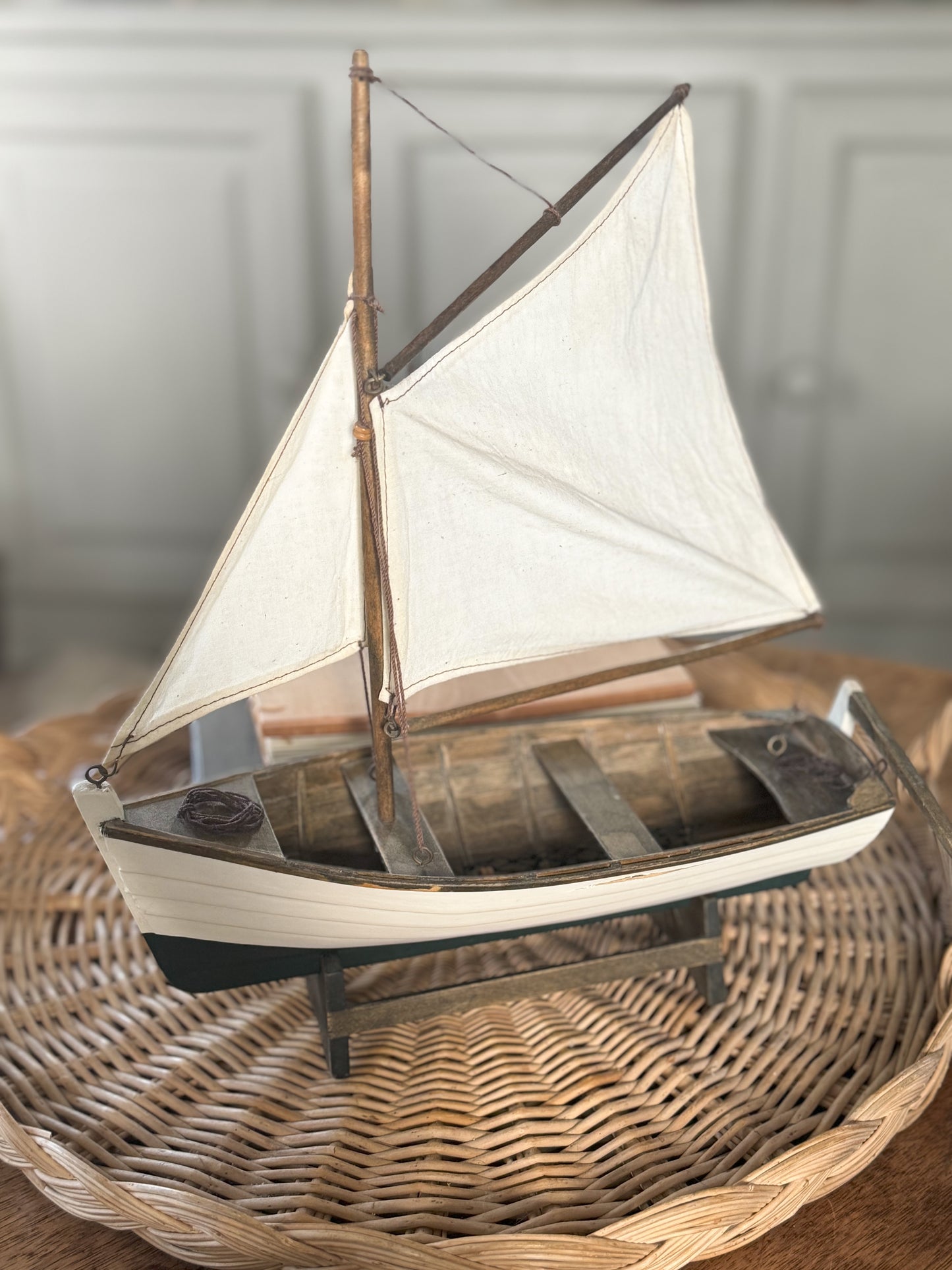 Vintage Wooden Handmade Model Boat