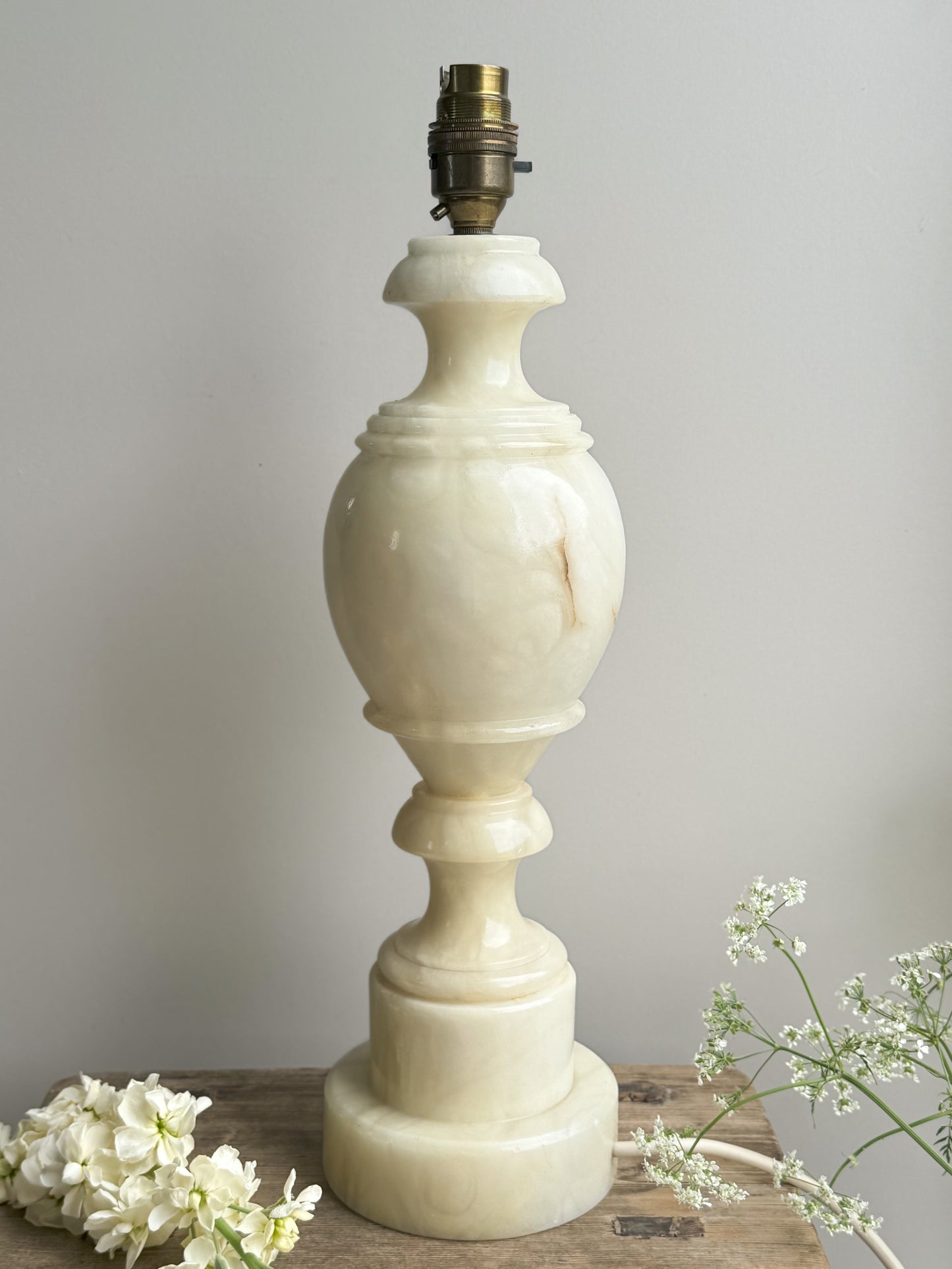 Vintage Carved Alabaster Lamp • Fully Working