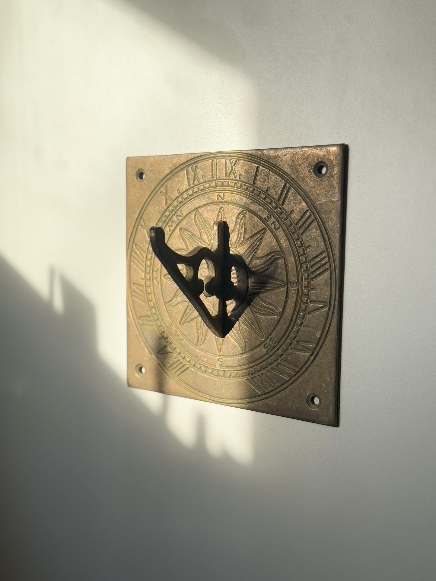 Vintage Solid Brass Mountable Sundial