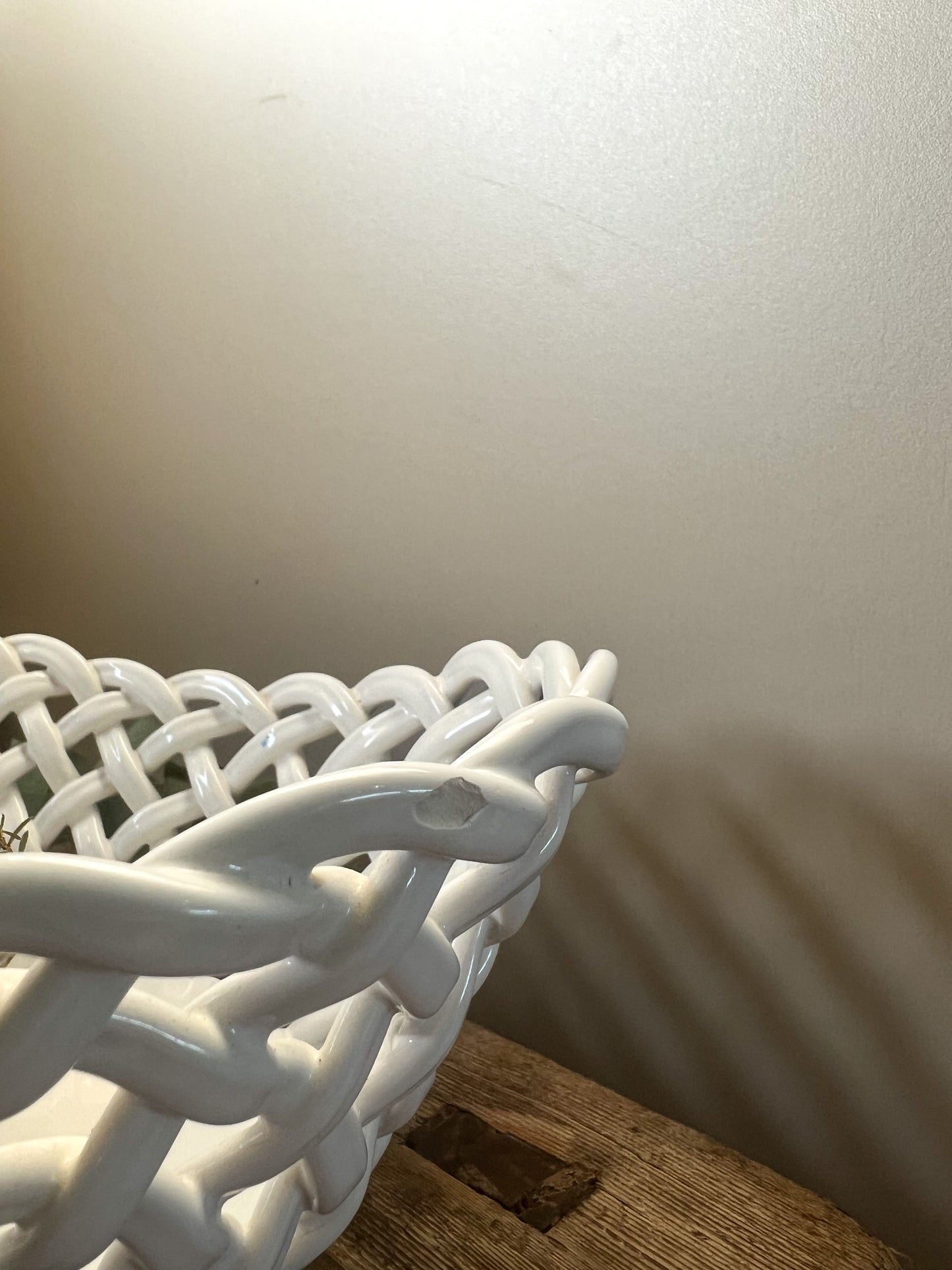 Italian Ceramic Lattice Bread Basket