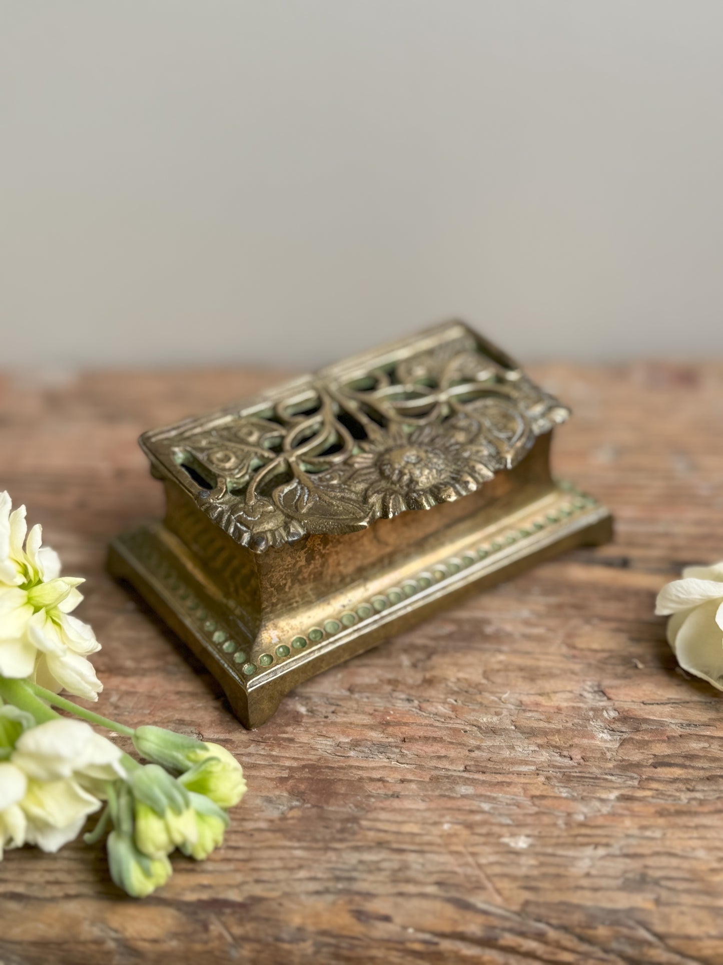 Solid Brass Sunflower Inkwell