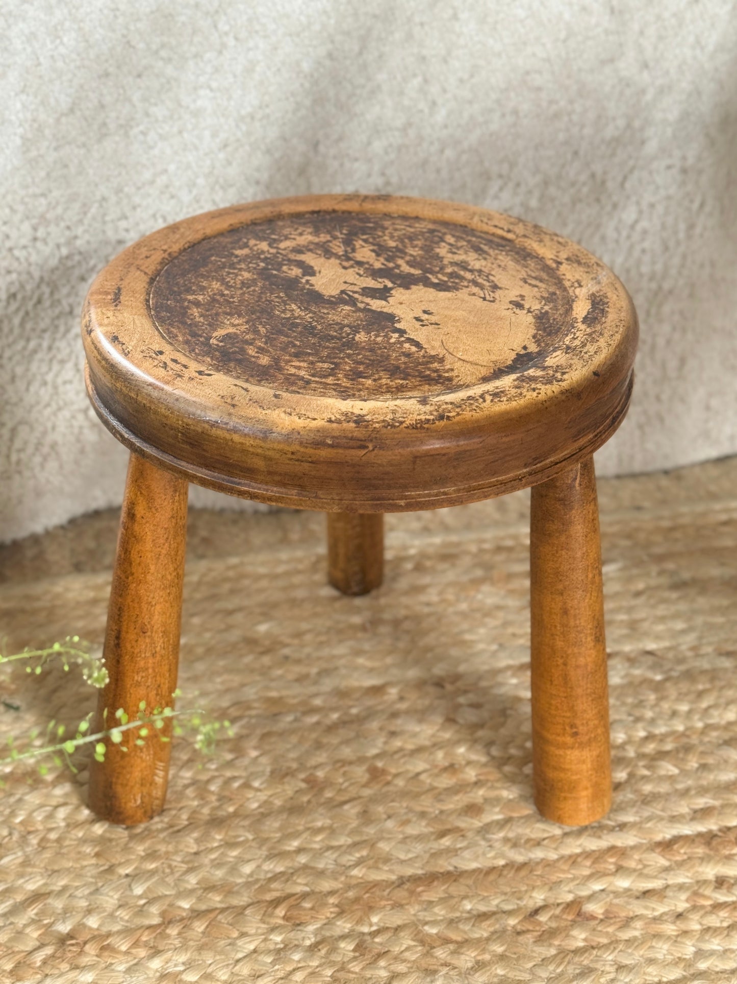 Solid Oak Welsh Dairy Stool, Apprentice Piece by Clive R. Thompson, Arthog, Gwynedd, North Wales
