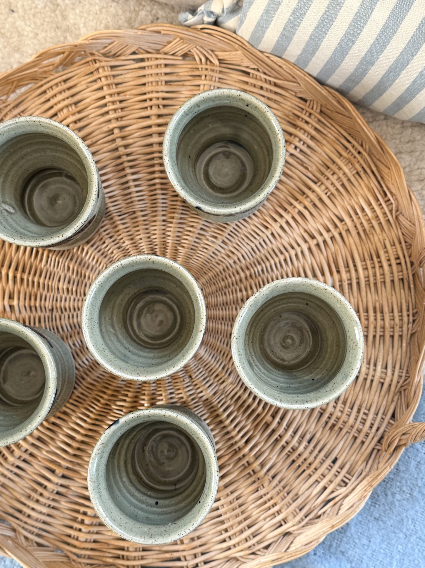 Vintage Welsh Studio Pottery Tumblers by Begelly Pottery • Set of 6