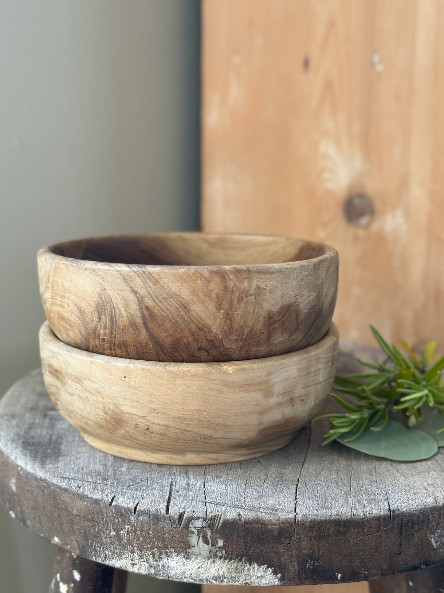 Pair of Hand-Turned Wooden Bowls